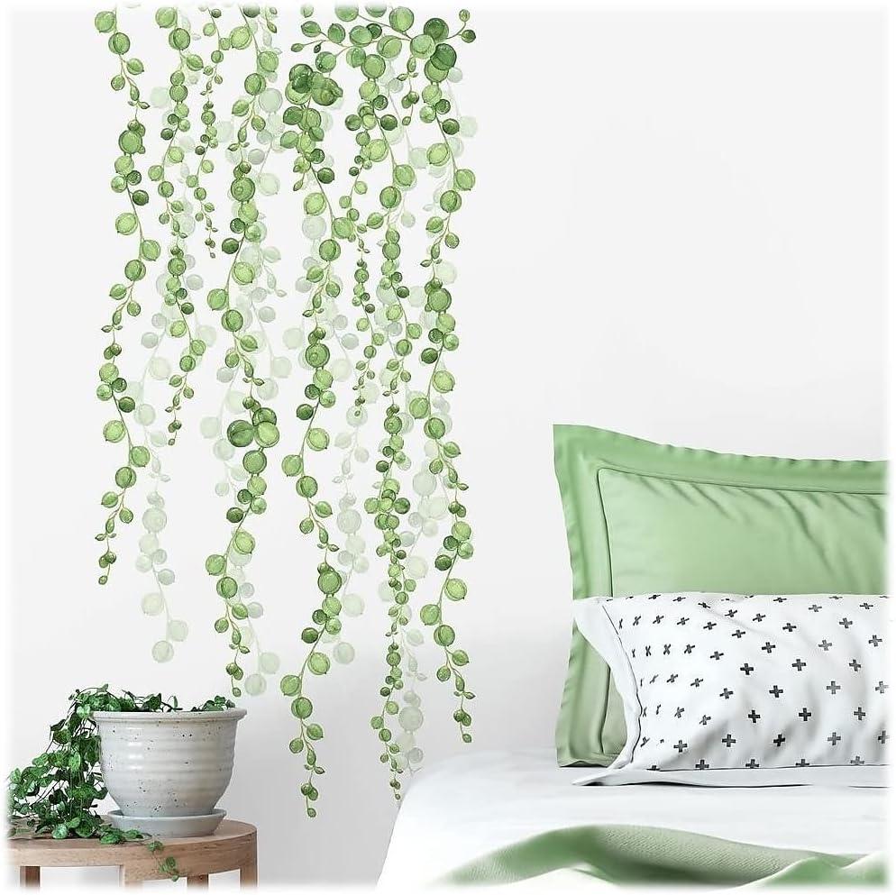 36.5" x 9" String of Pearls Vine Peel and Stick Wall Decal - RoomMates: Removable, Modern Botanical Decor