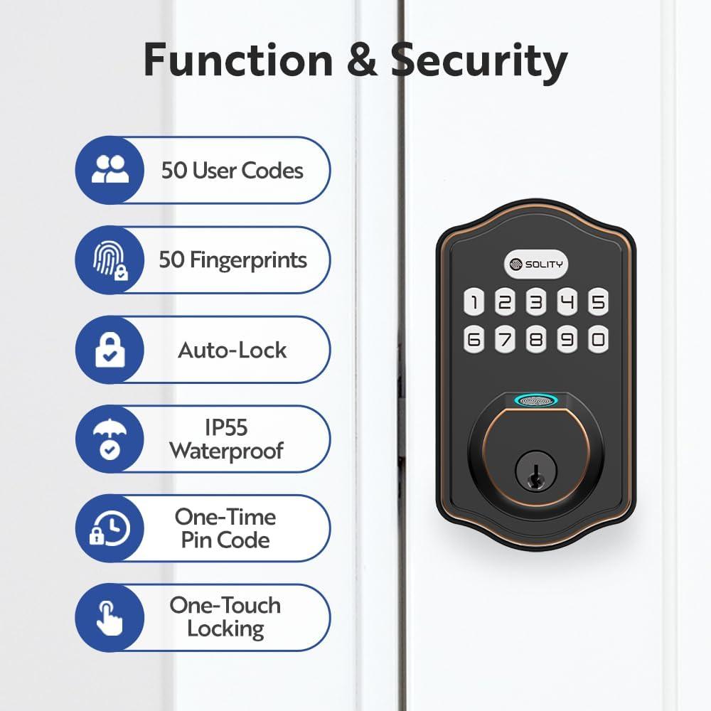 Nickel Electronic Deadbolt Door Lock with Keypad and Wi-Fi