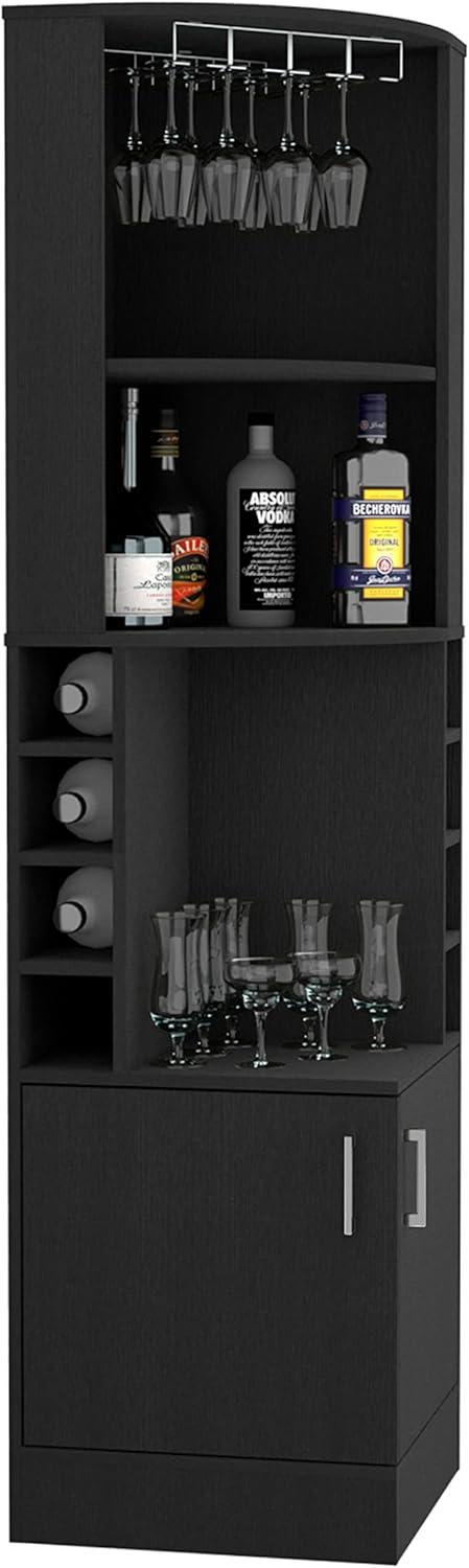 Depot E-Shop Corner Bar Cabinet, Double Door Cabinet, Glass Rack, Eight Built-in Wine Rack