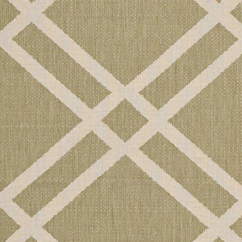 SAFAVIEH Courtyard Jasper Geometric Bordered Indoor/Outdoor Area Rug, 4' x 5'7", Green/Beige