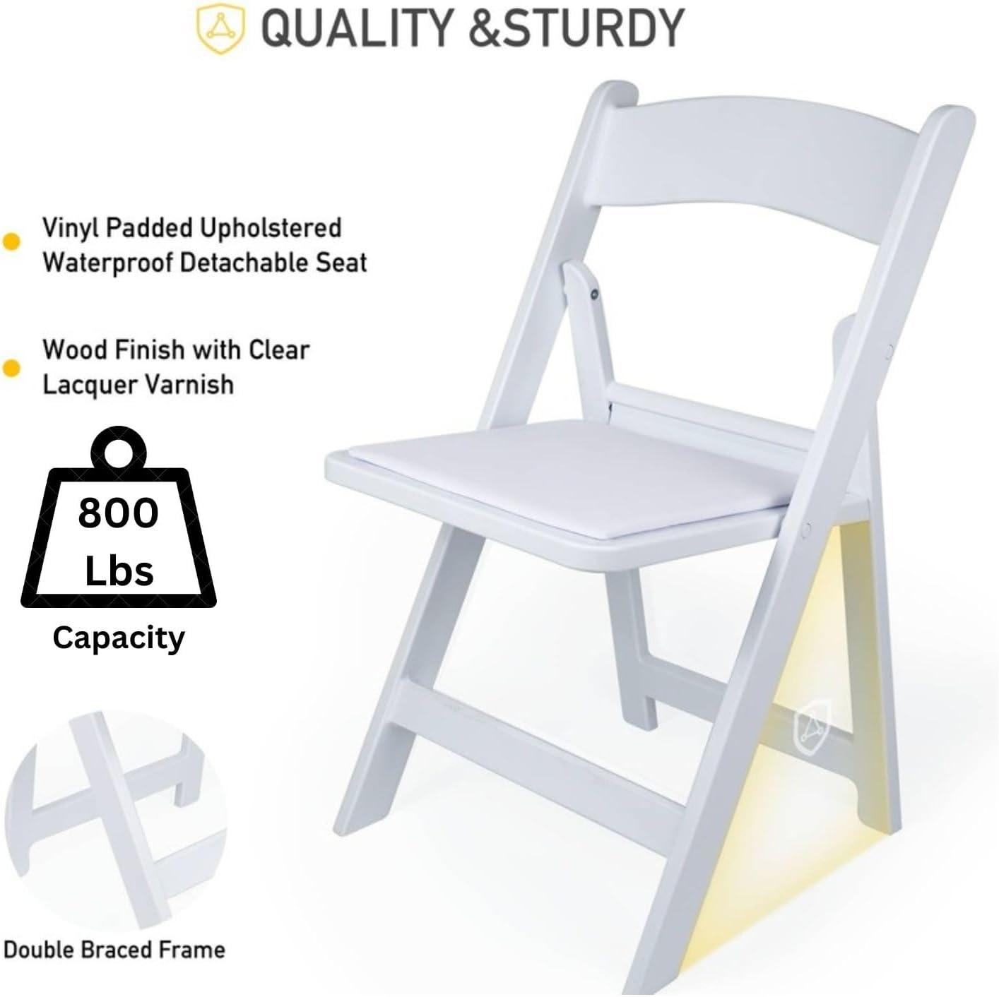 4 Pack Folding Chairs, Lightweight Resin Folding Chairs, Comfortable Event Chair Padded Seats Indoor Outdoor for Party Picnic School Wedding, White