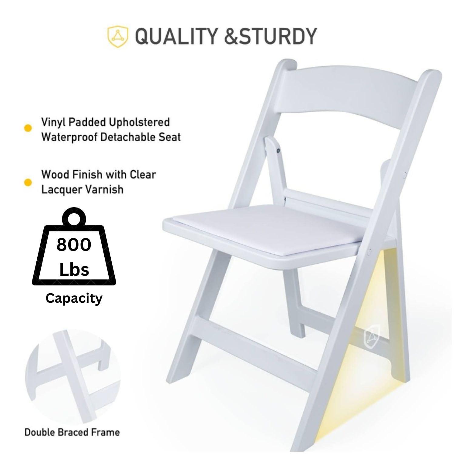 4 Pack Folding Chairs, Lightweight Resin Folding Chairs, Comfortable Event Chair Padded Seats Indoor Outdoor for Party Picnic School Wedding, White