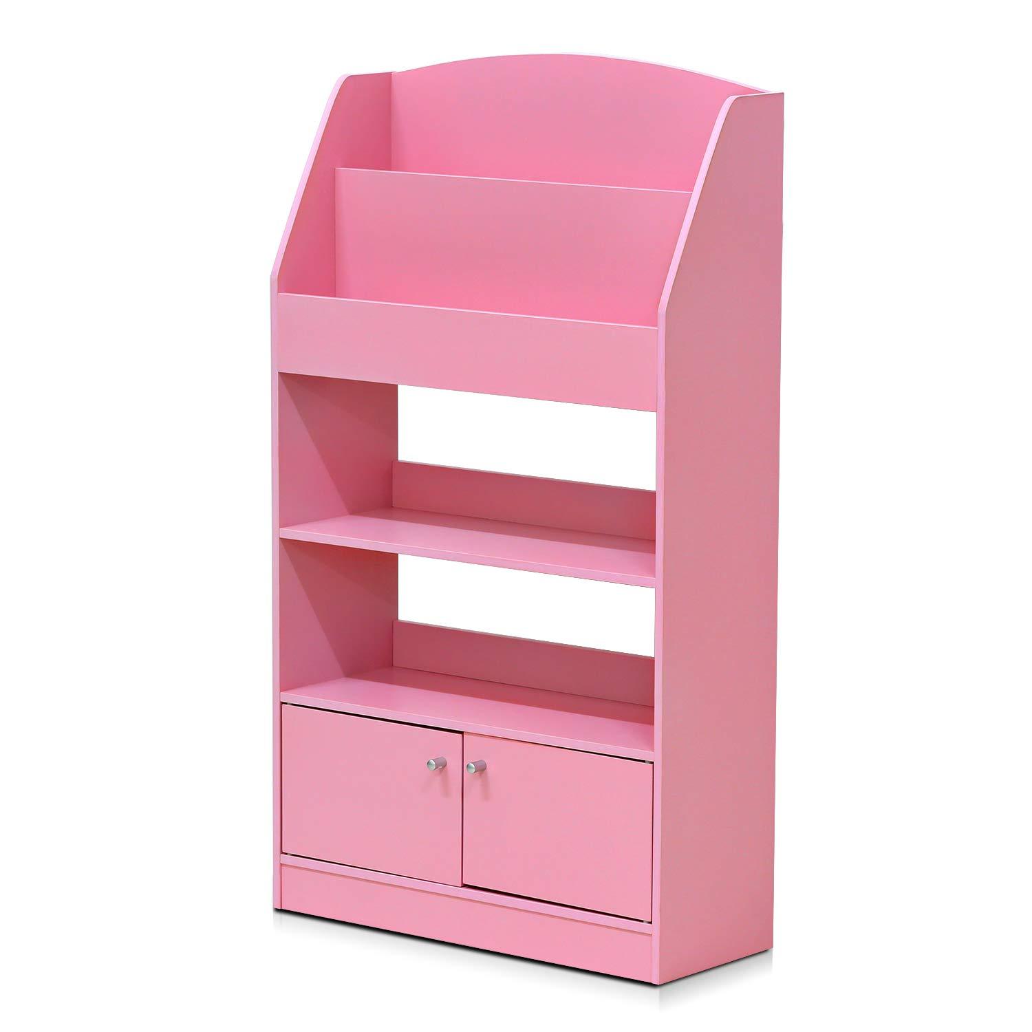 Kidkanac Magazine & Bookshelf with Toy Storage Cabinet, Pink