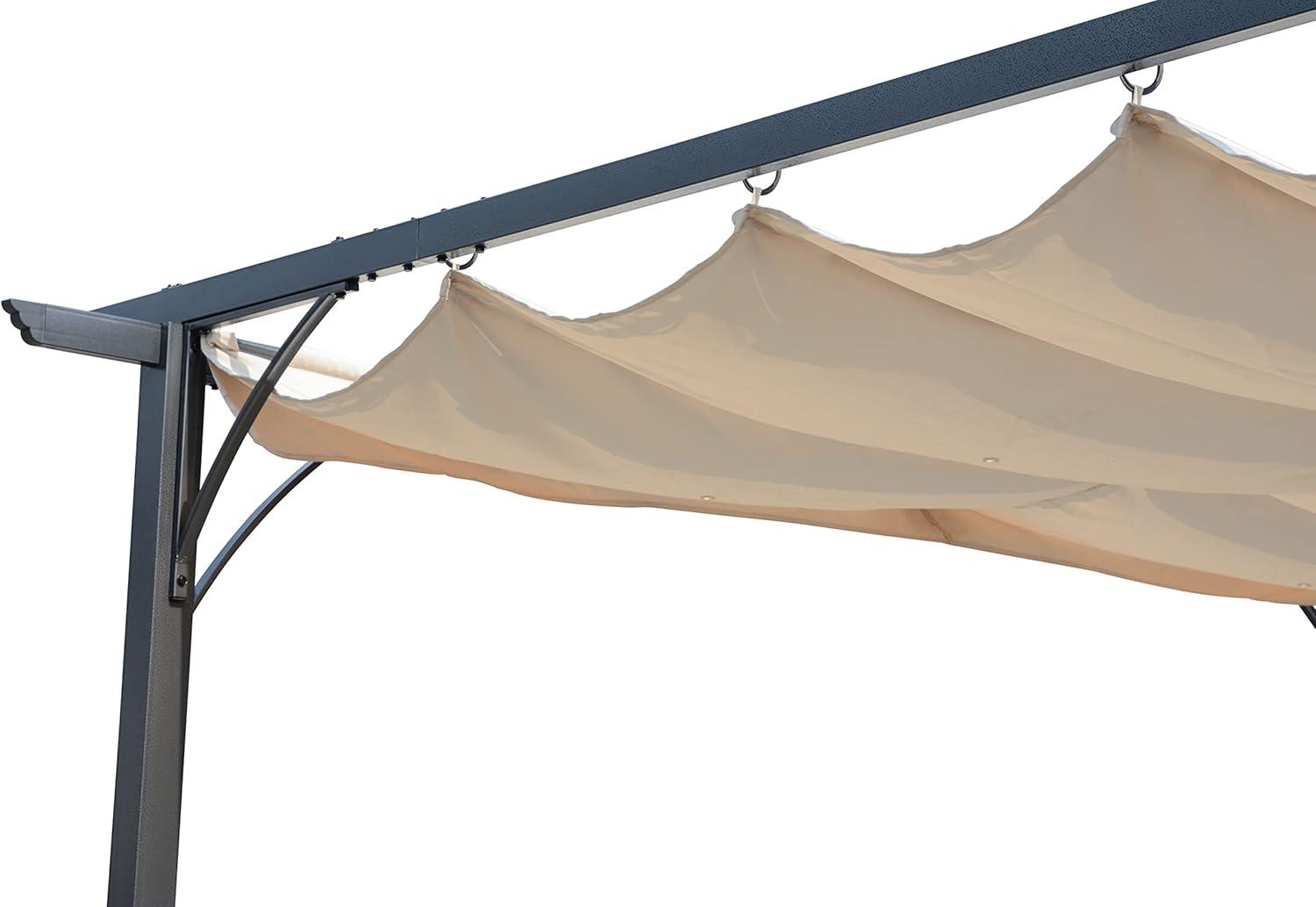 Blue Wave NU6894 Retractable Roman Shade Pergola Canopy - Champagne, Black & Bronze