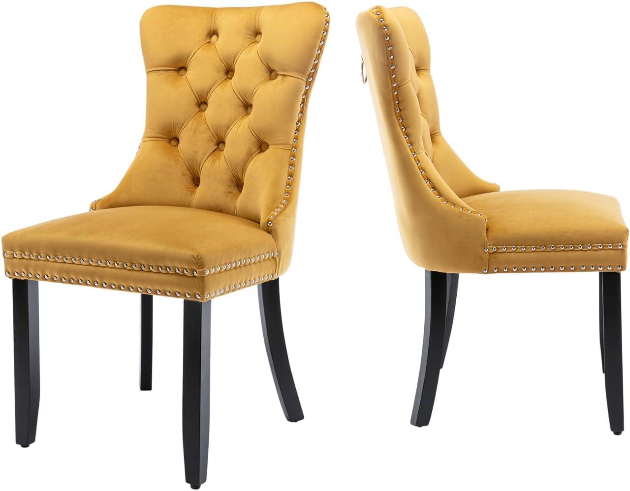 Rosdorf Park Allena Tufted Velvet/Linen Wing Back Parsons Chair (Set of 2)