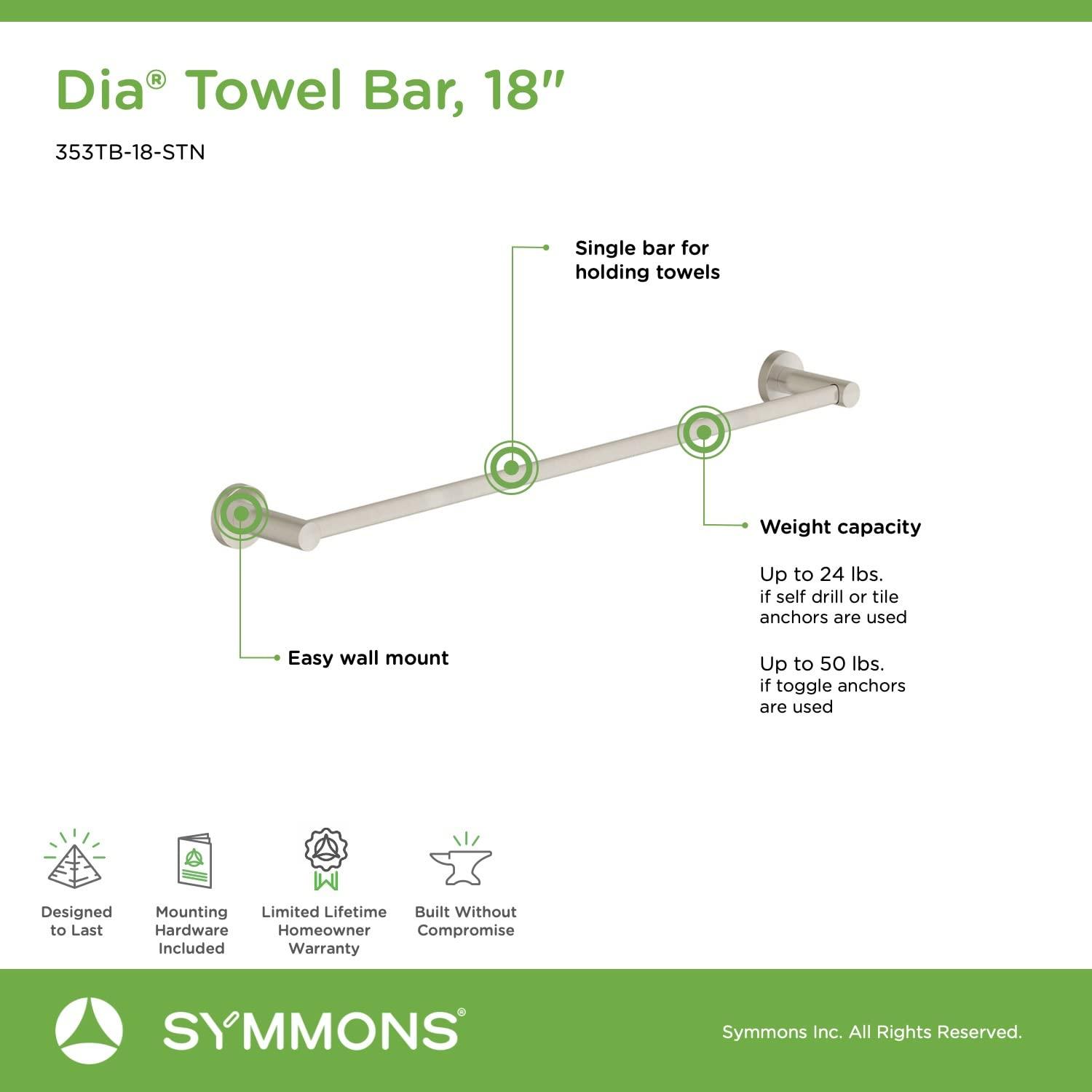Symmons 35AC3BUNDLESTN Dia 3-Piece Wall-Mounted Bathroom Hardware Set in Satin Nickel