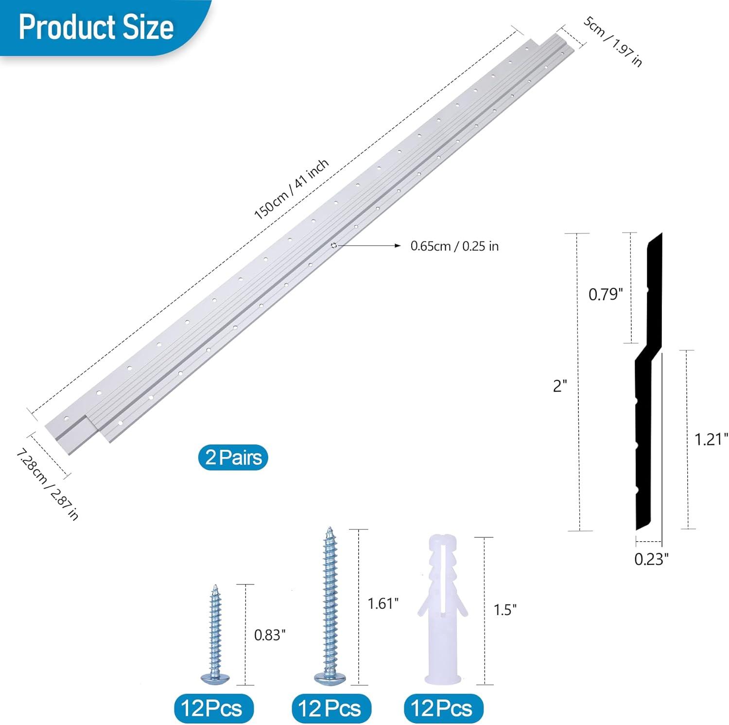 (41 inch) French Cleat Hanger Heavy Duty, 2 Pairs Aluminum Z Clips French Cleats, Interlocking Wall Mount Bracket Hardware Kit for Mirrors, Picture, Shelf, Headboard, Whiteboard, Art, Frames