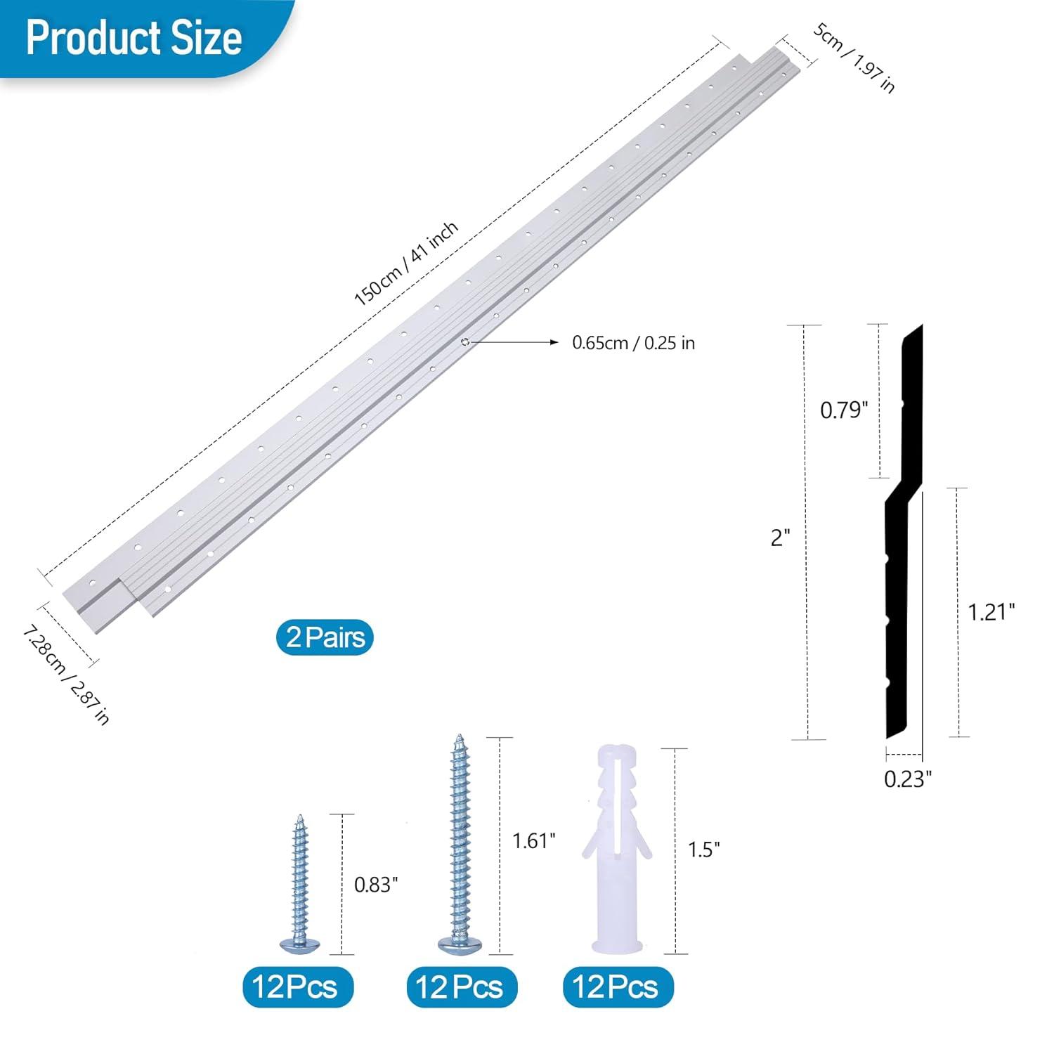 (41 inch) French Cleat Hanger Heavy Duty, 2 Pairs Aluminum Z Clips French Cleats, Interlocking Wall Mount Bracket Hardware Kit for Mirrors, Picture, Shelf, Headboard, Whiteboard, Art, Frames