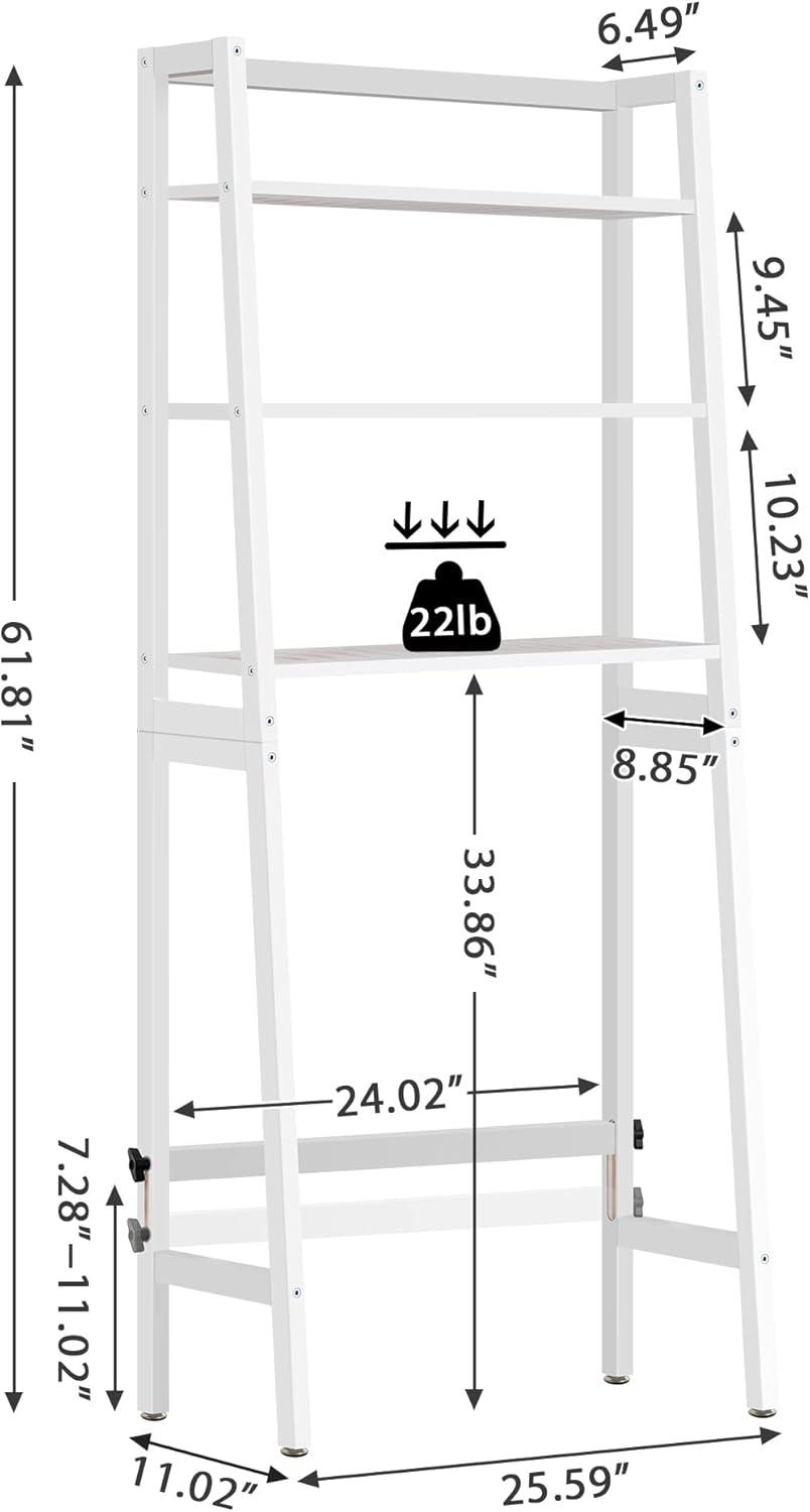 Over The Toilet Storage, Wooden 3-Tier Over-The-Toilet Rack Bathroom Space Saver Organizer, Freestanding Above Toilet Stand with Toilet Paper Holder and Towel Hook(White)