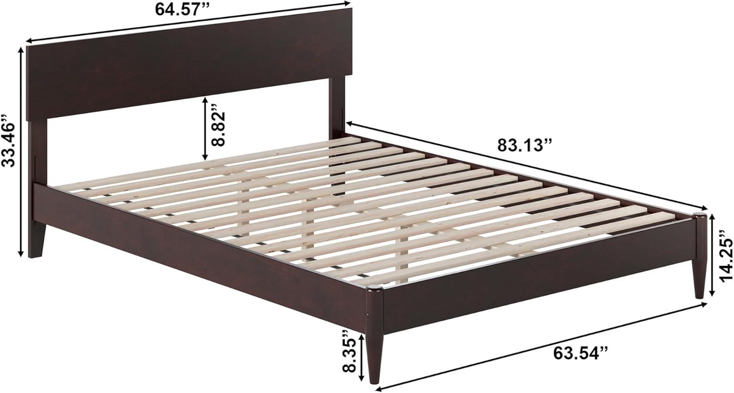 AFI Aria Queen Modern Solid Wood Low Profile Platform Bed, Espresso