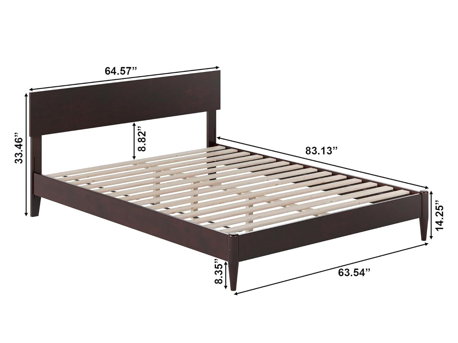 AFI Aria Queen Modern Solid Wood Low Profile Platform Bed, Espresso