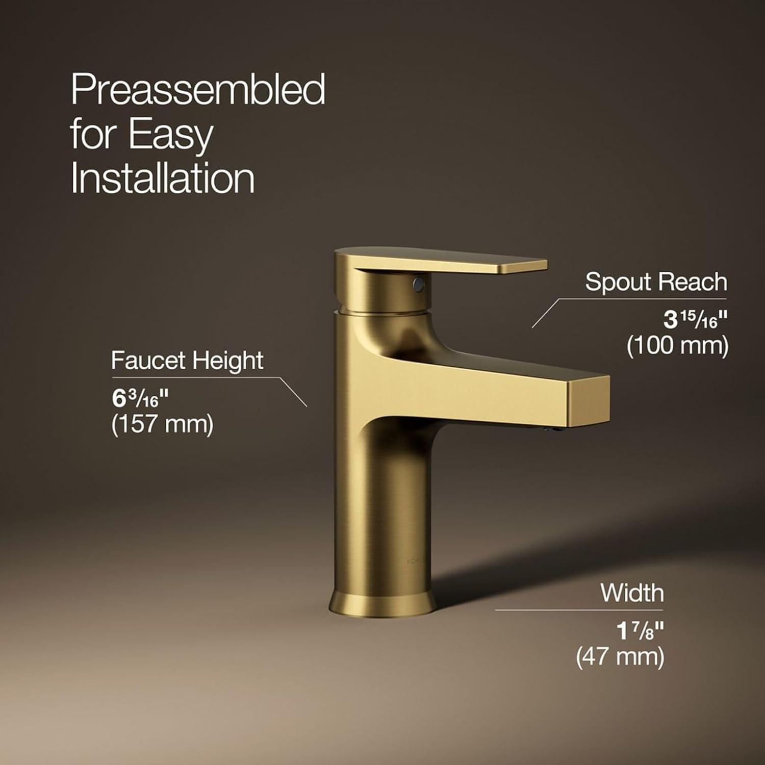 Kohler Taut Single-Handle Bathroom Faucet with Pop-Up Drain Assembly, One Hole Bathroom Sink Faucet, 1.2 gpm