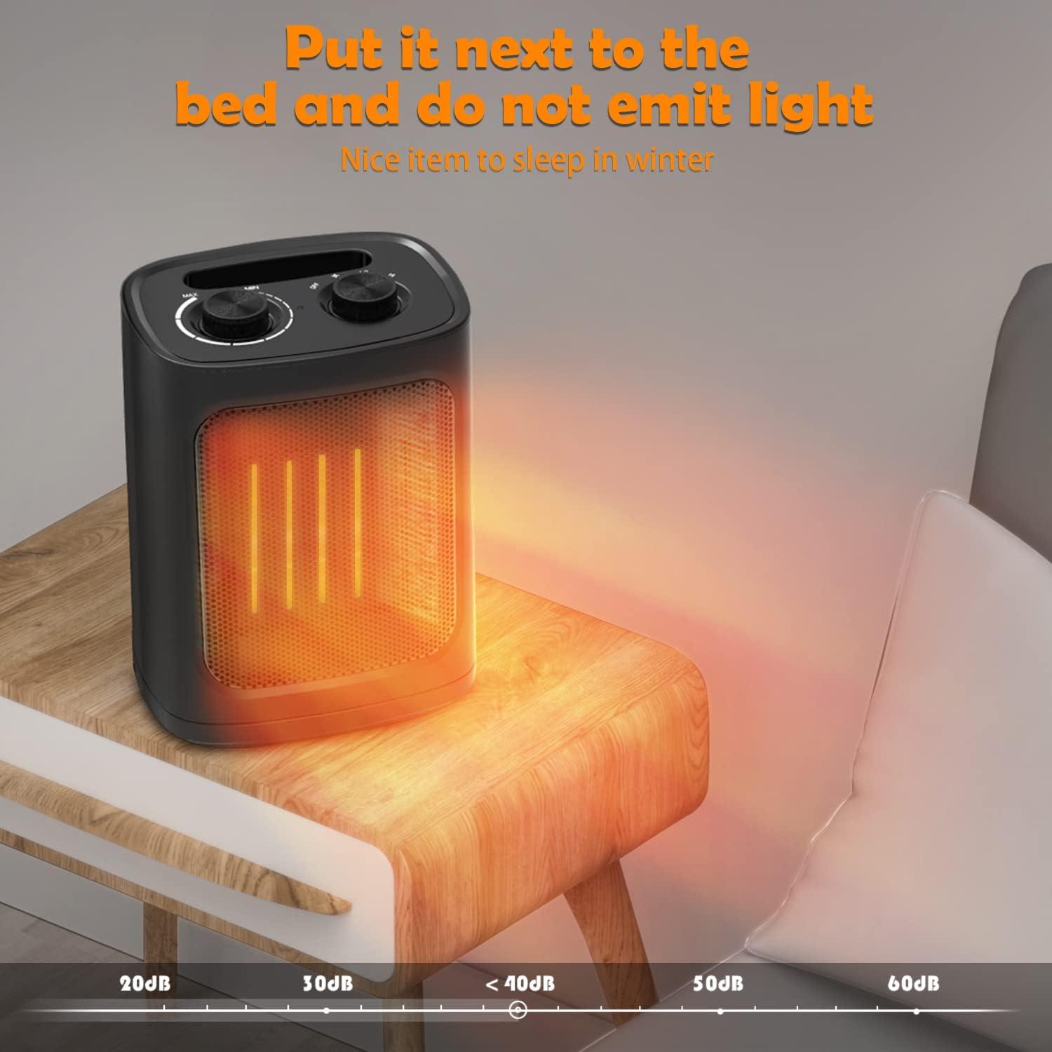 Black Ceramic Electric Space Heater with Thermostat