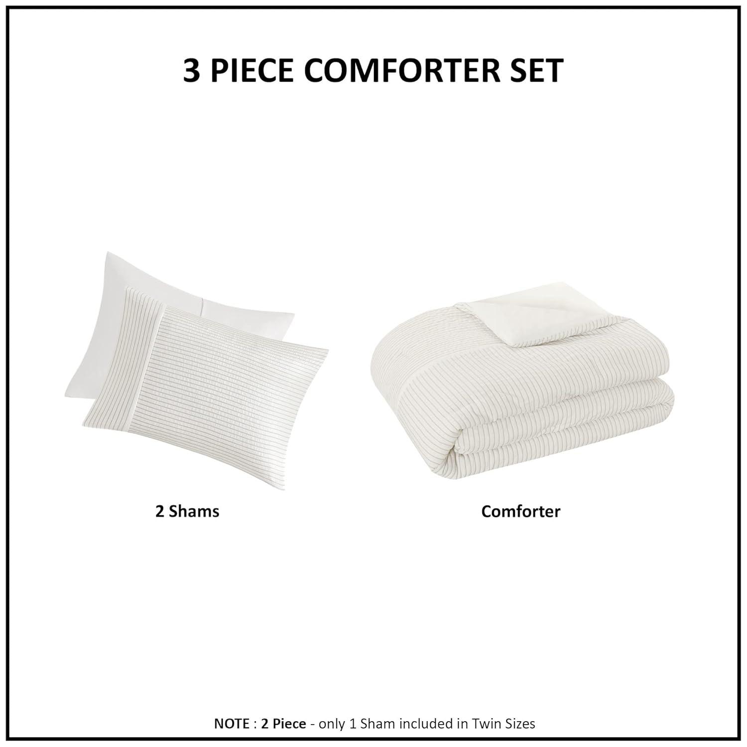 Beautyrest Apollo 3 Piece Striped Seersucker Oversized Comforter Set