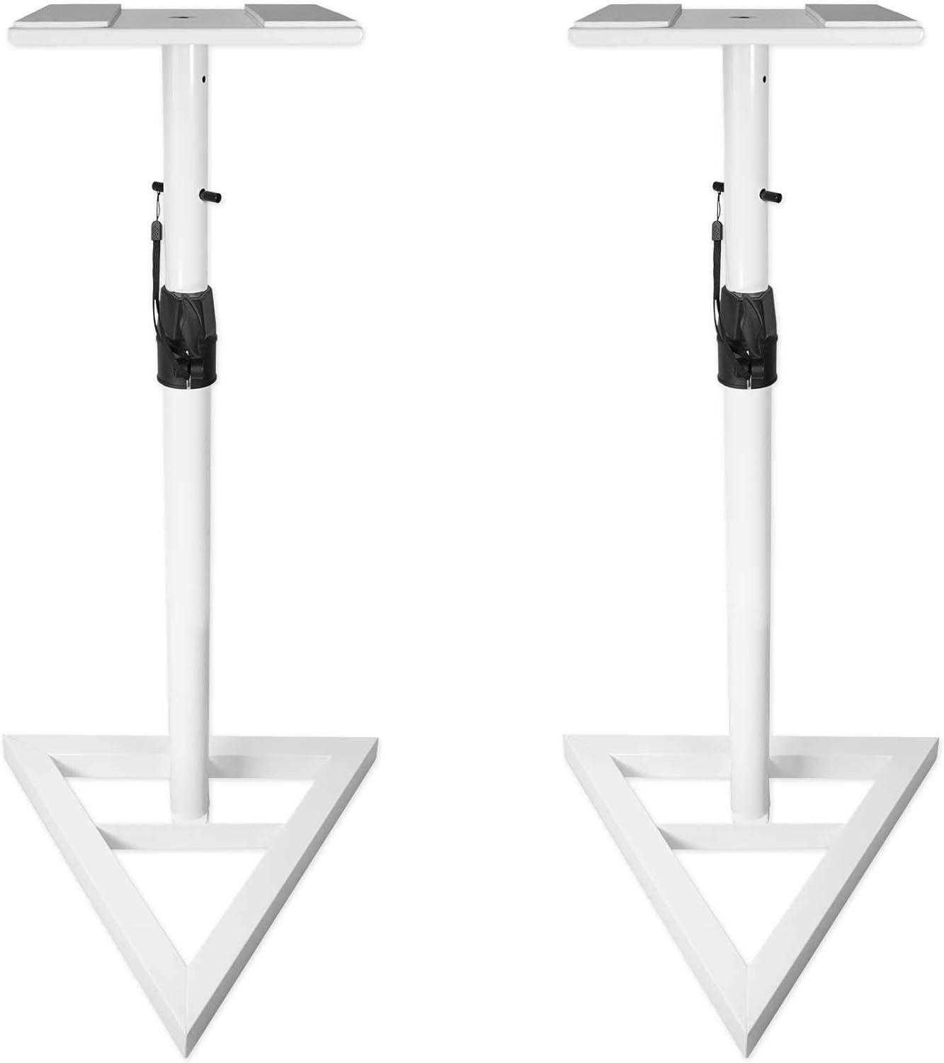 Pair Rockville RVSM1 White Studio Monitor Speaker Stands w/ Adjustable Height