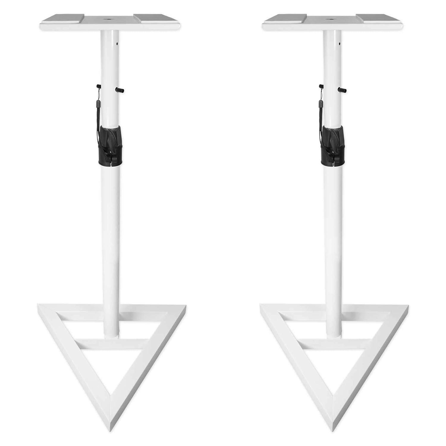 Pair Rockville RVSM1 White Studio Monitor Speaker Stands w/ Adjustable Height