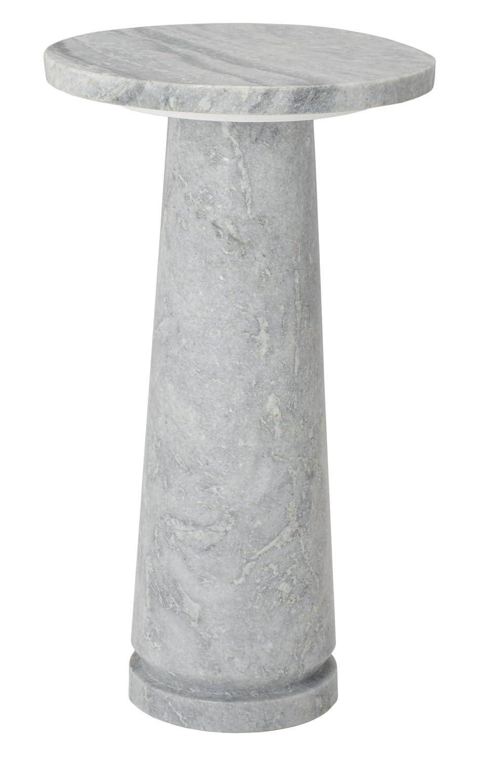 Valentia Light Grey Round Marble Pedestal Accent Table