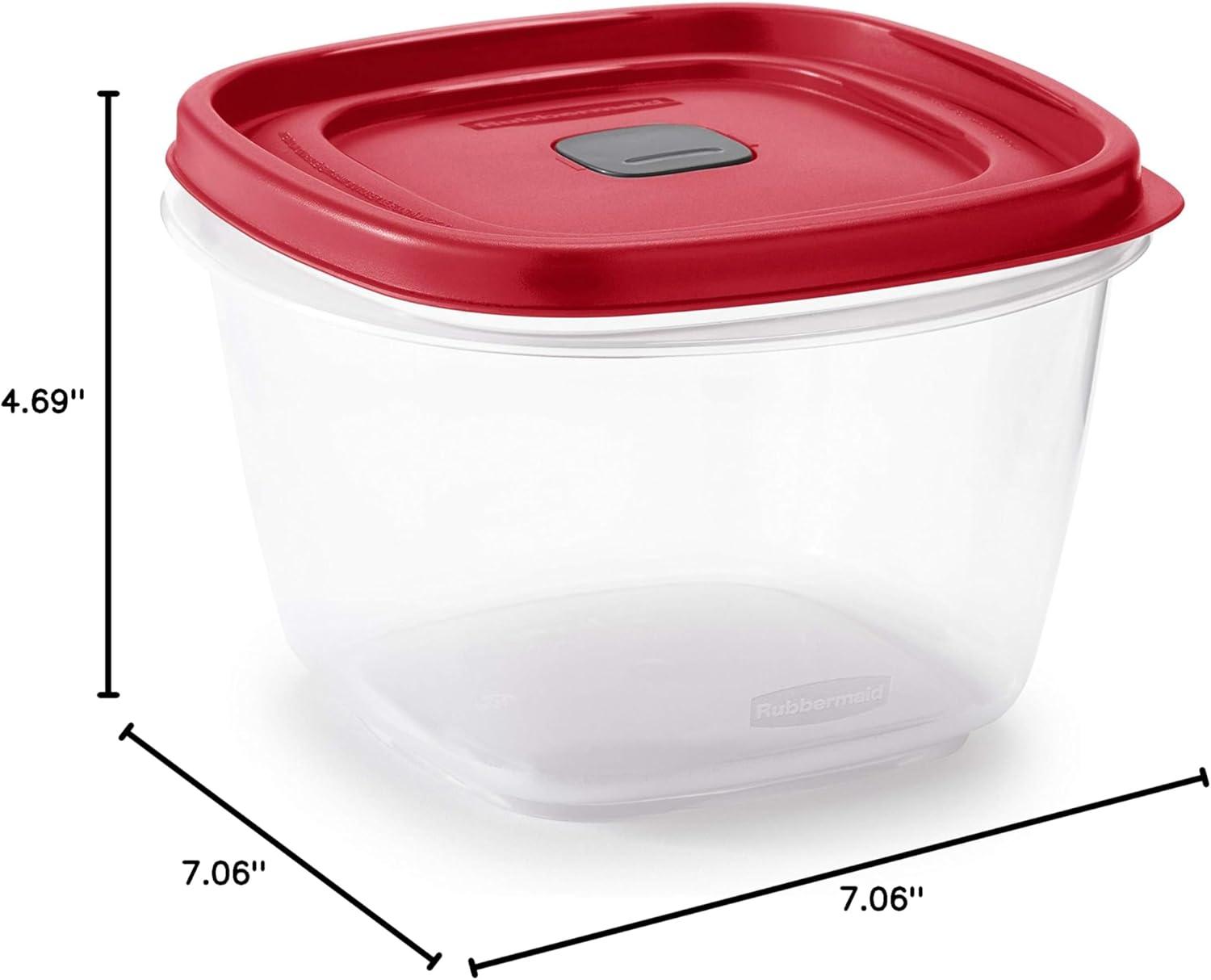 Clear 7-Cup Plastic Food Storage Container with Red Lid