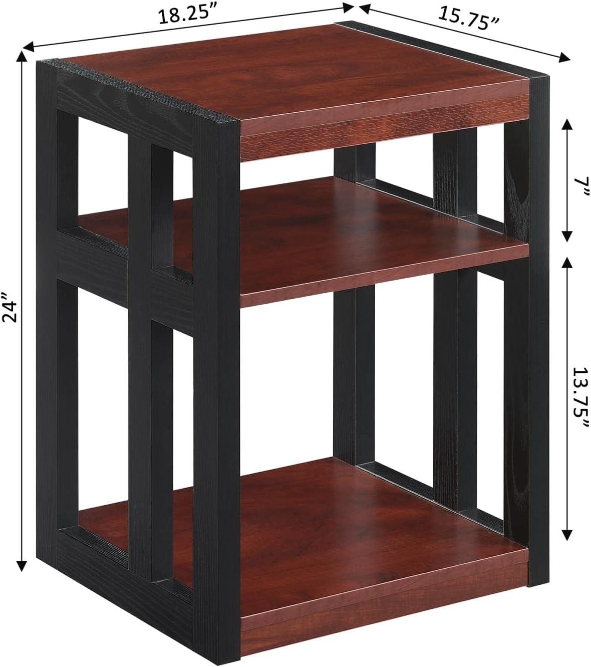 Convenience Concepts Monterey End Table with Shelves, Cherry/Black