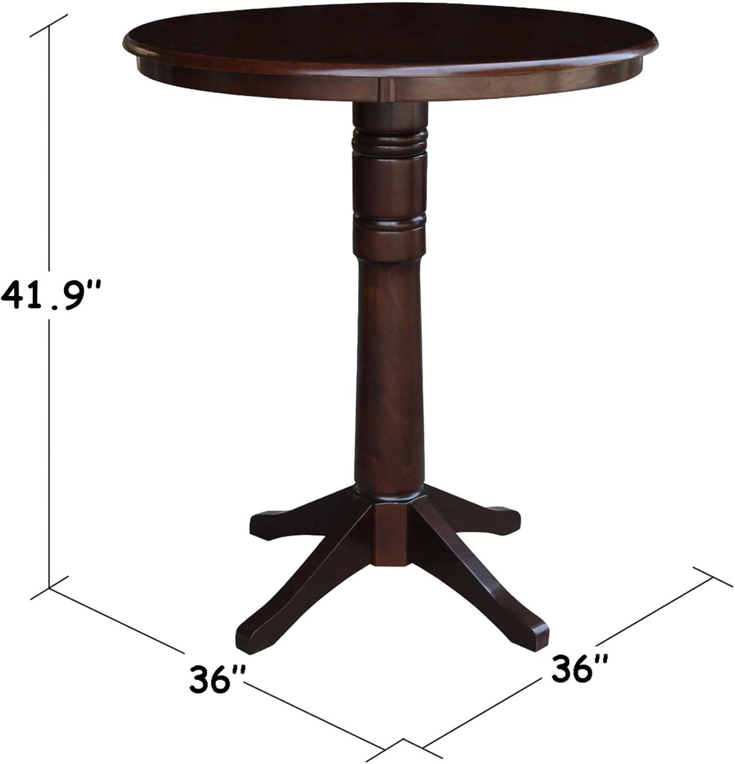 36" Round Pedestal Bar Height Table - Mocha