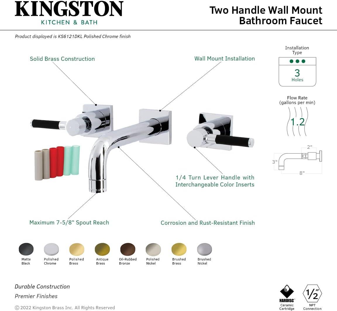 Kingston Brass Kaiser Two-Handle 3-Hole Wall Mount Bathroom Faucet