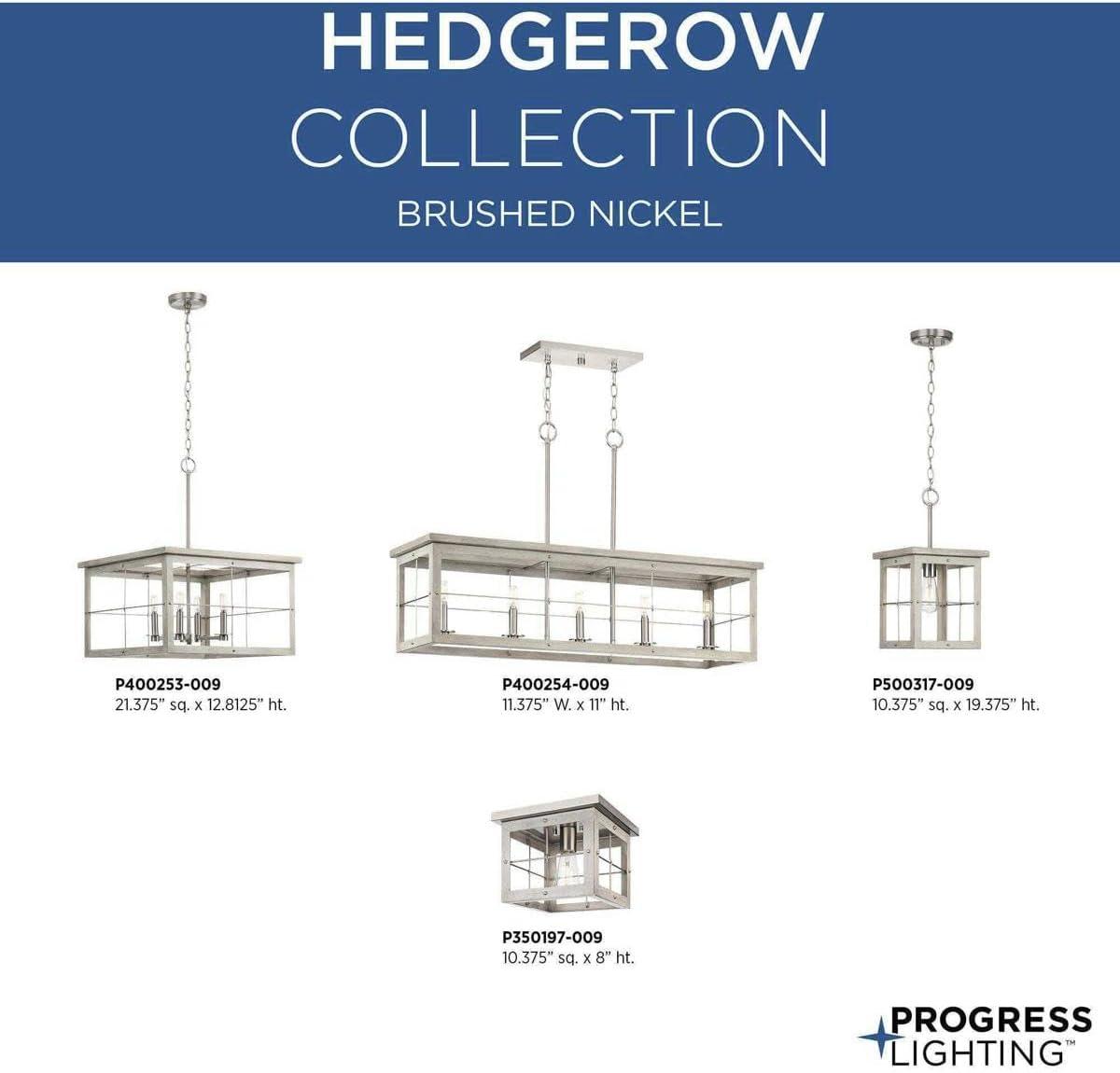 Progress Lighting, Hedgerow, 1-Light, Flush Mount, Brushed Nickel, Grey Washed Oak Collection: Hedgerow 1-Light Grey Washed Oak Farmhouse Flush Mount