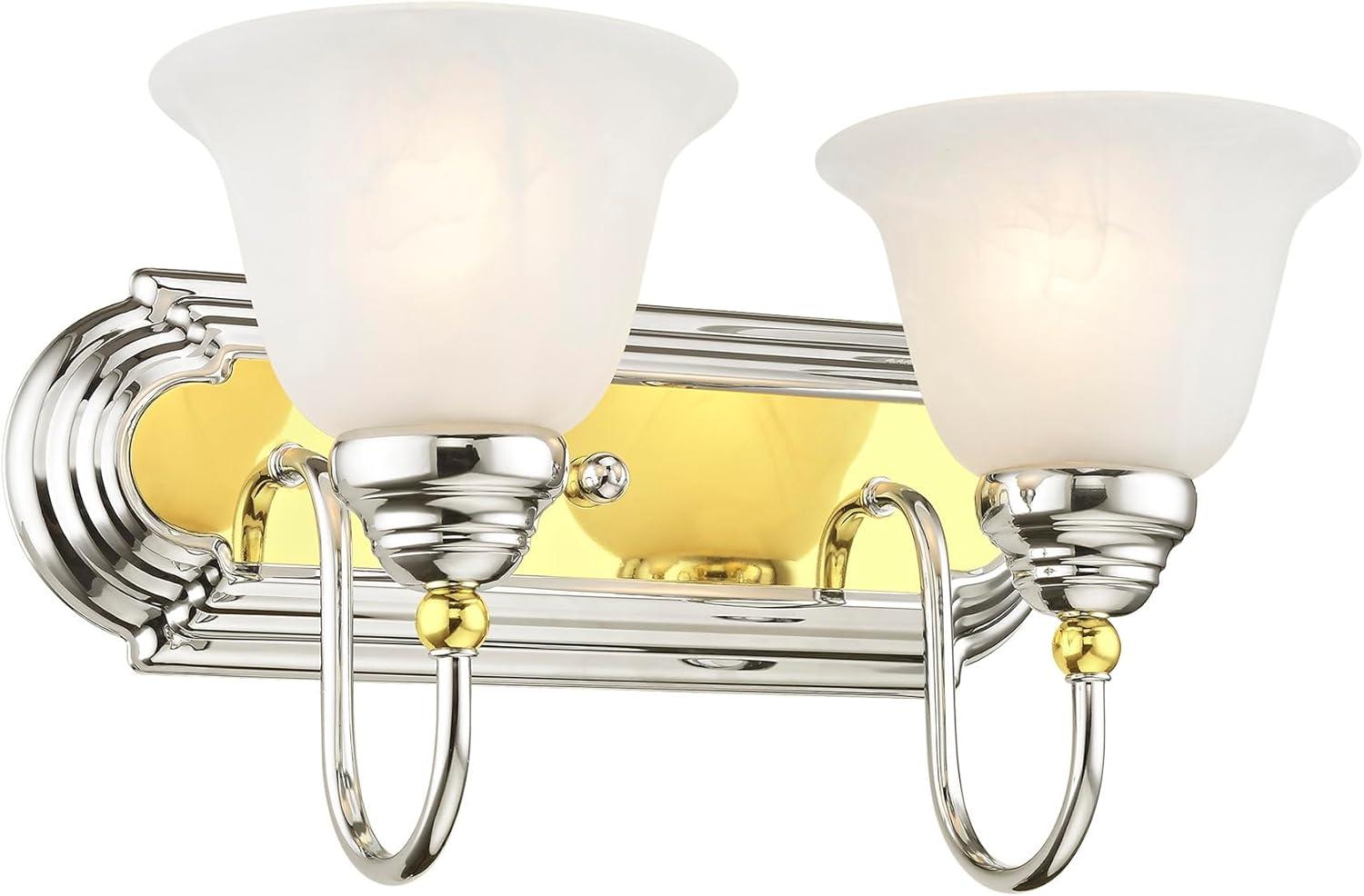 Belmont 2-Light Polished Chrome and Brass Vanity Fixture