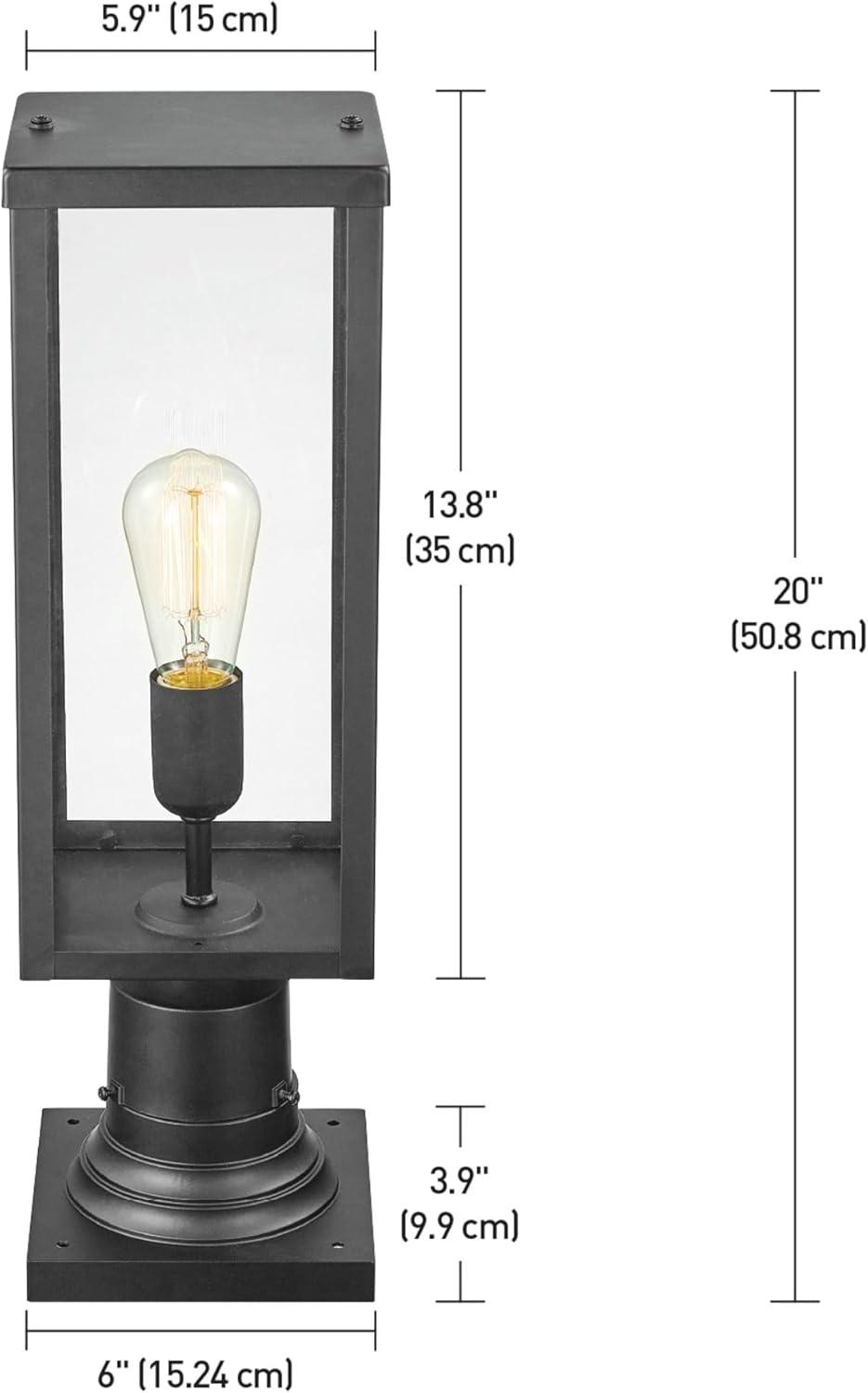 Matte Black Outdoor Lamp Post Light with Clear Glass Panels