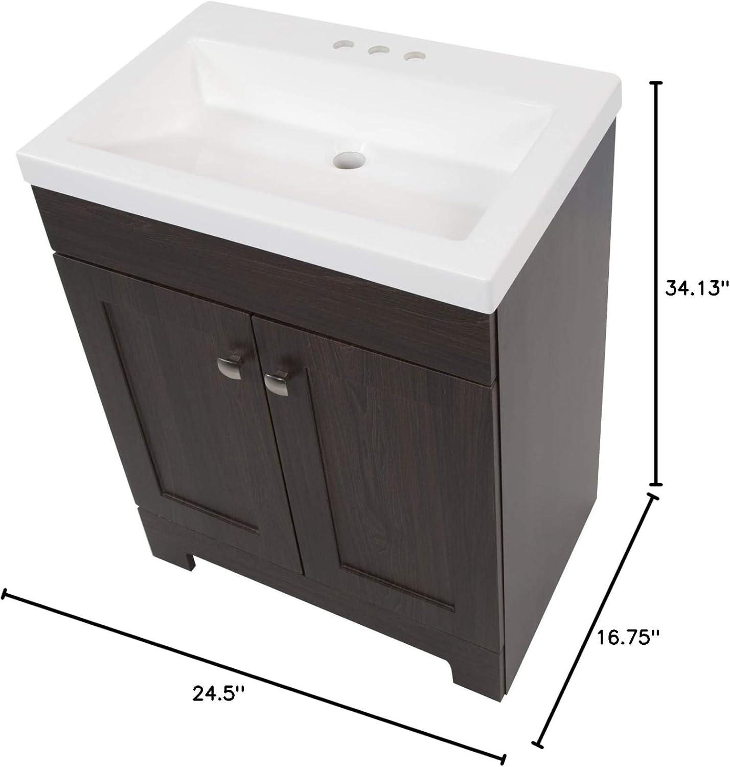 Elm Ember Freestanding Bathroom Vanity with Marble Top