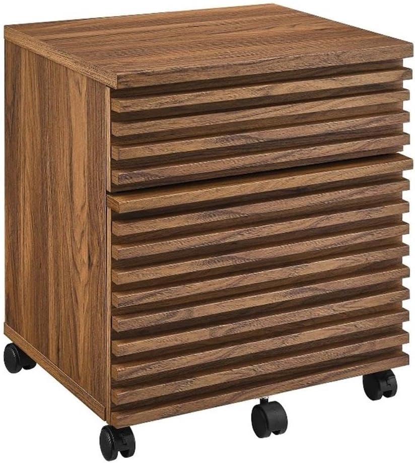 Modway Render Mid-Century Modern Office File Cabinet in Walnut