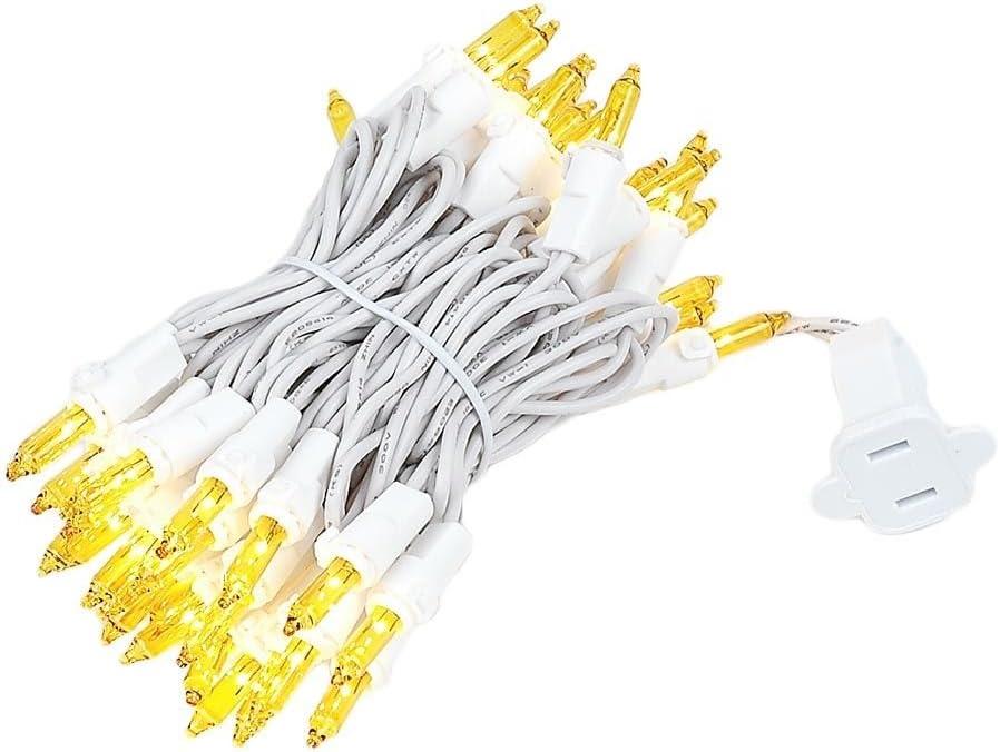 Novelty Lights Yellow 50 Light Incandescent Mini Christmas String Lights White Wire 11 Feet
