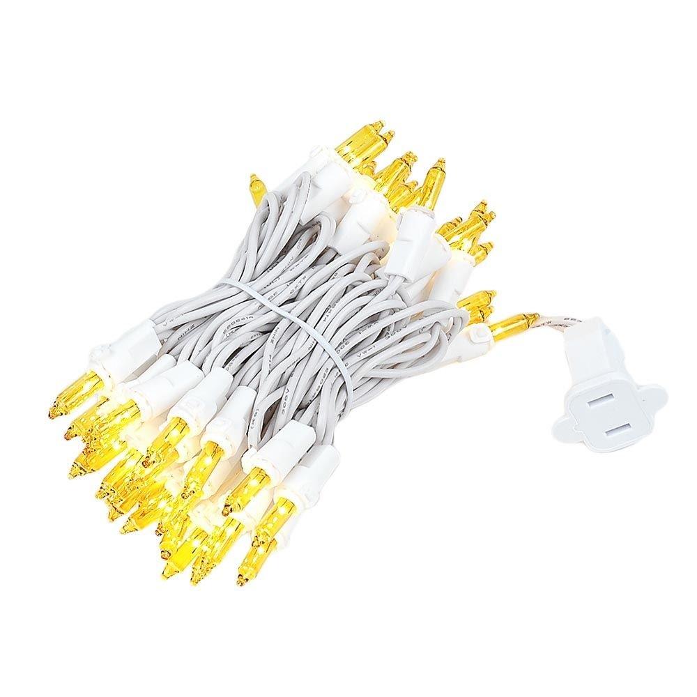 Novelty Lights Yellow 50 Light Incandescent Mini Christmas String Lights White Wire 11 Feet