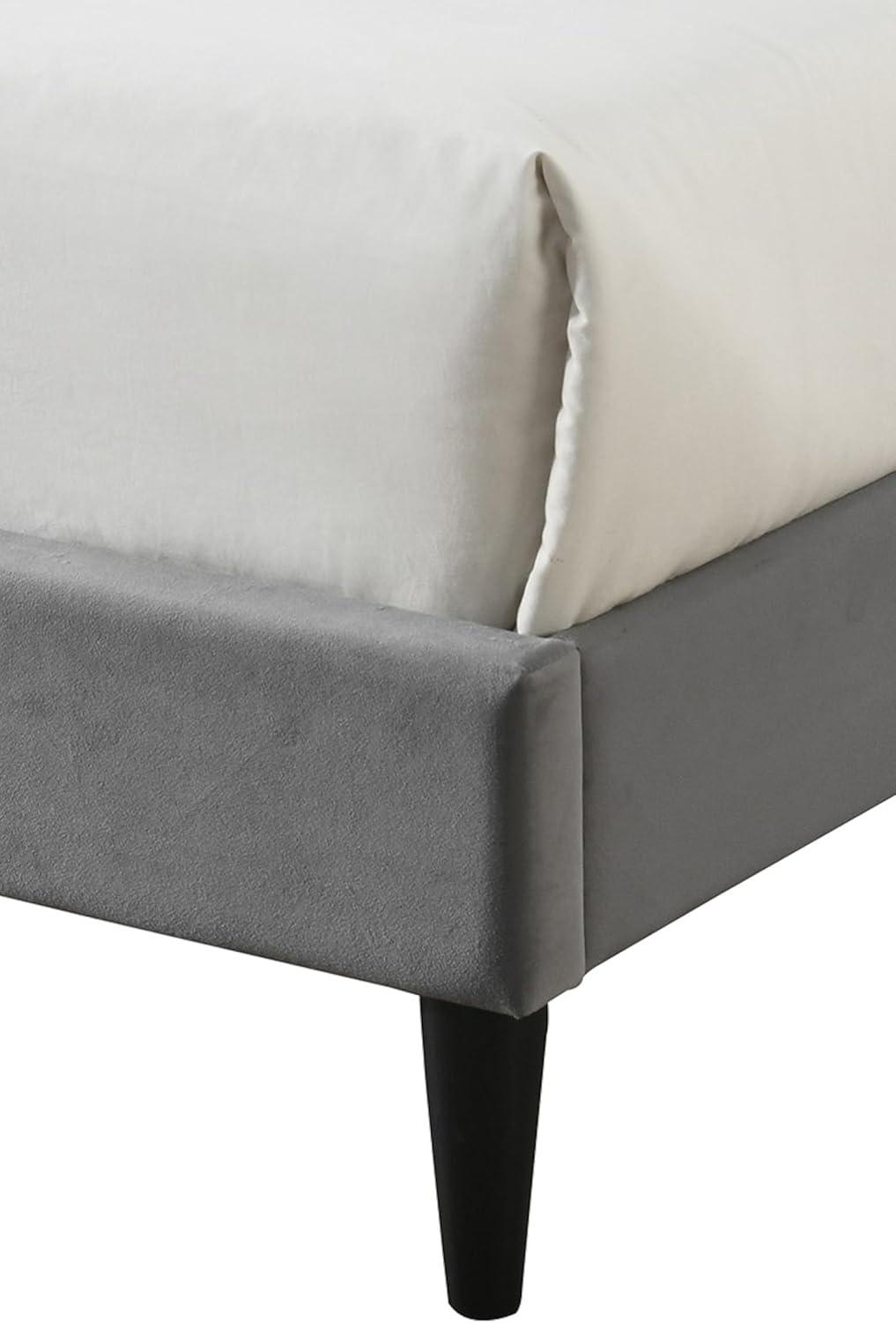 Ava Charcoal Velvet Tufted Queen Bed with Nailhead Trim