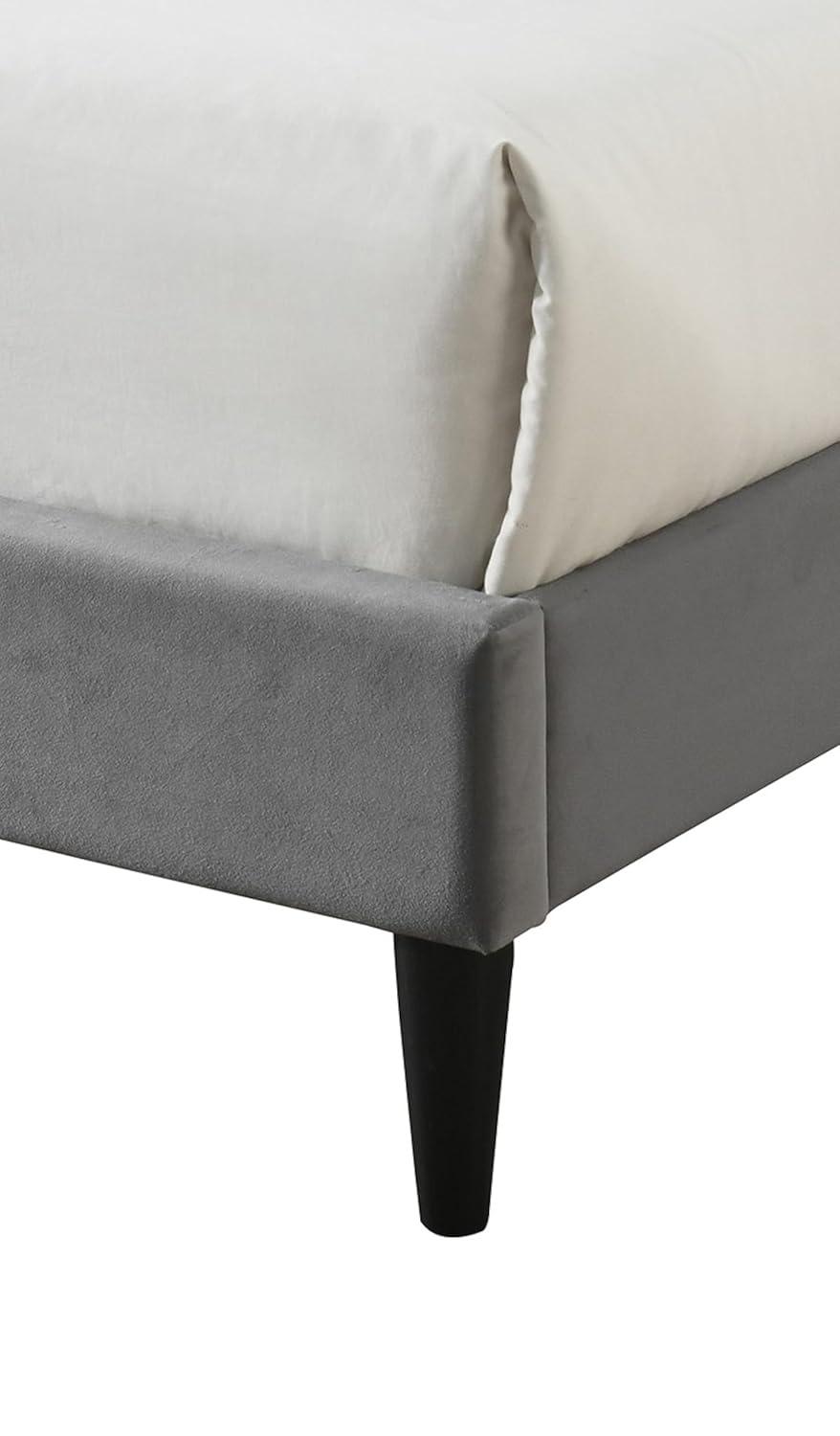Urban Home Furniture Ava Plush Velvet Tufted Buttoned Upholstered Headboard Clipped Edge Nailhead Decorated Platform Bed Frame with Wood Slats Support Legs Full - Beige