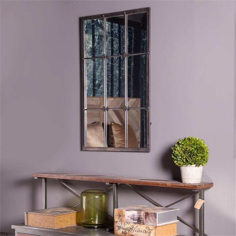 Luxen Home 37.75in. H Metal Window Frame Wall Mirror