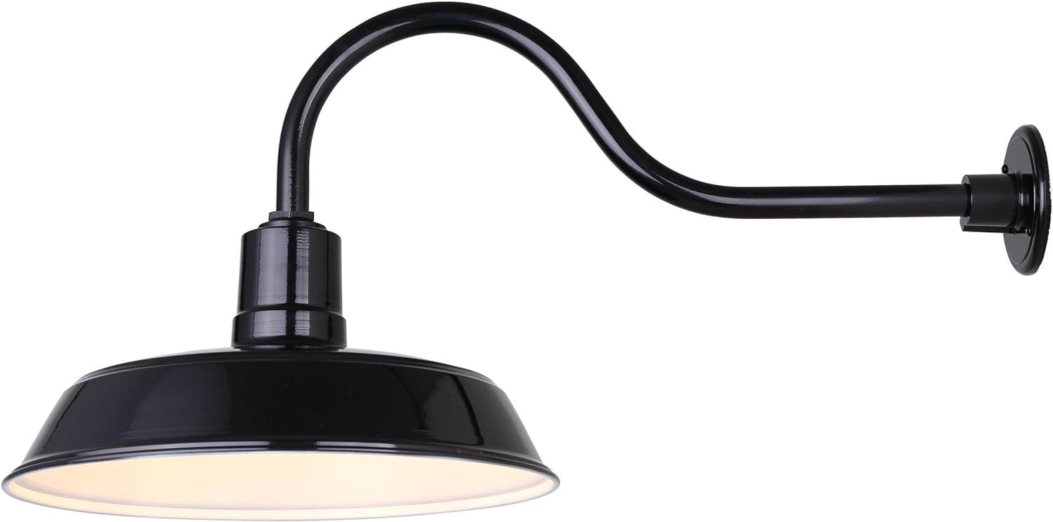 Classic Glossy Black Gooseneck Outdoor Barn Light, 31" Aluminum