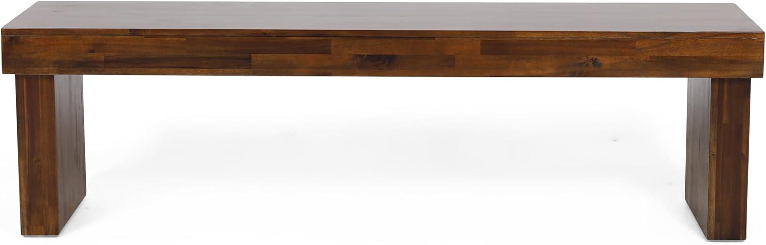 Logan Rustic Acacia Wood Dining Benches Set in Rich Mahogany