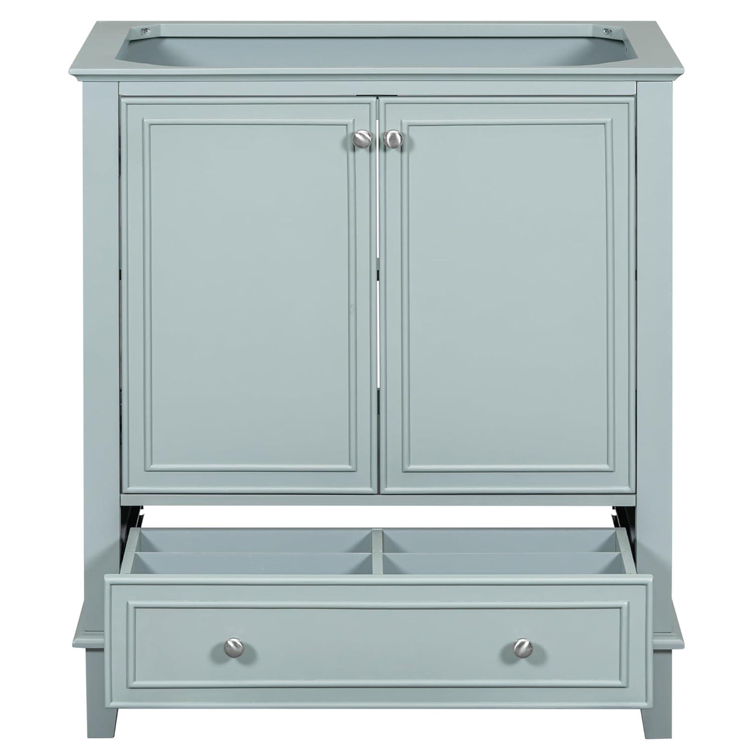 30" Bathroom Vanity without Sink, Cabinet Base Only, Multi-functional Bathroom Cabinet  with Doors and Drawer, Solid Wood Frame and MDF Board Bathroom Cabinet with Soft Closing Door, Green