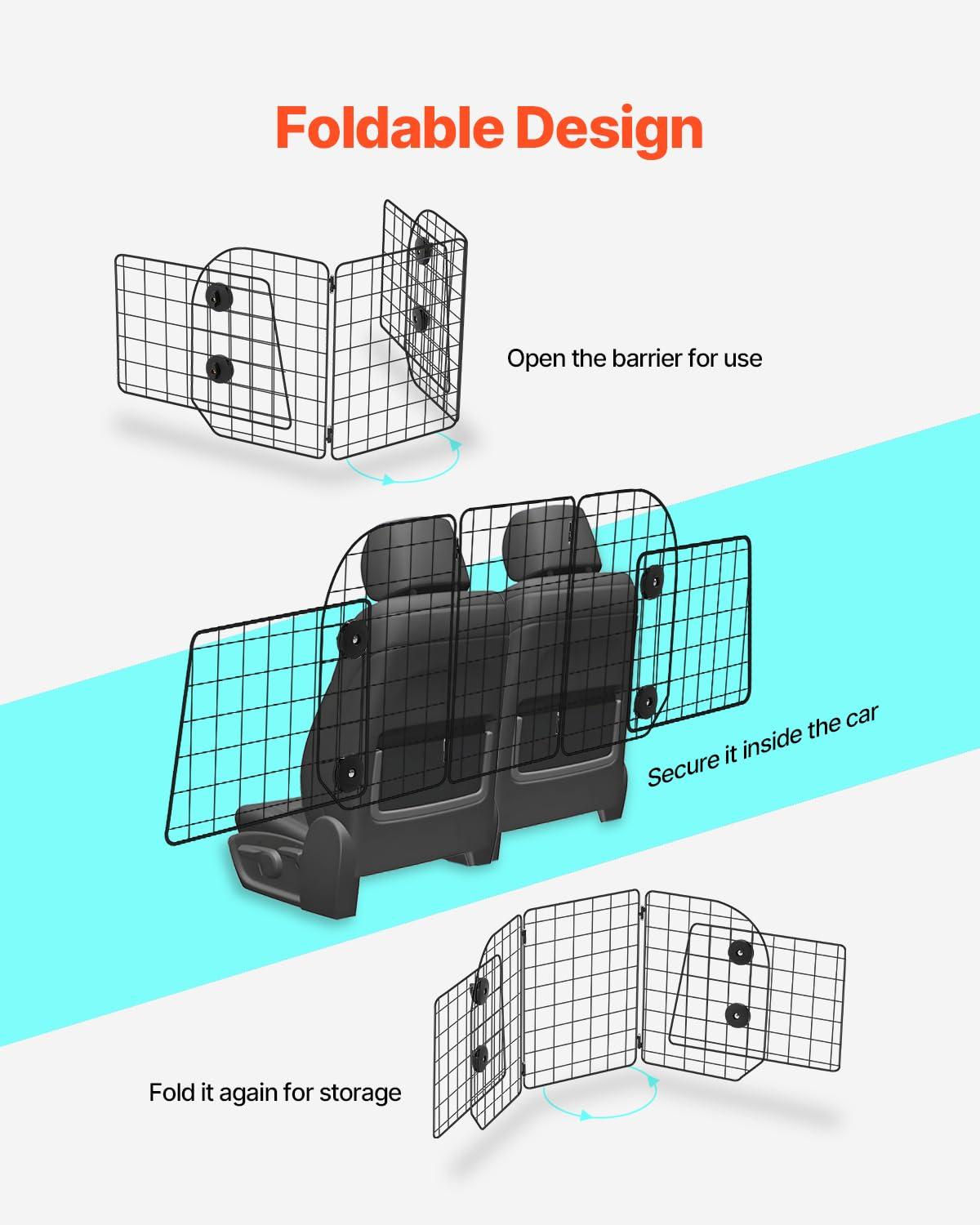 Dog Car Barrier, Adjustable Car Divider for Trunk Cargo Area, Universal-Fit Back Seat Wire Mesh barrier, Furniture Cover