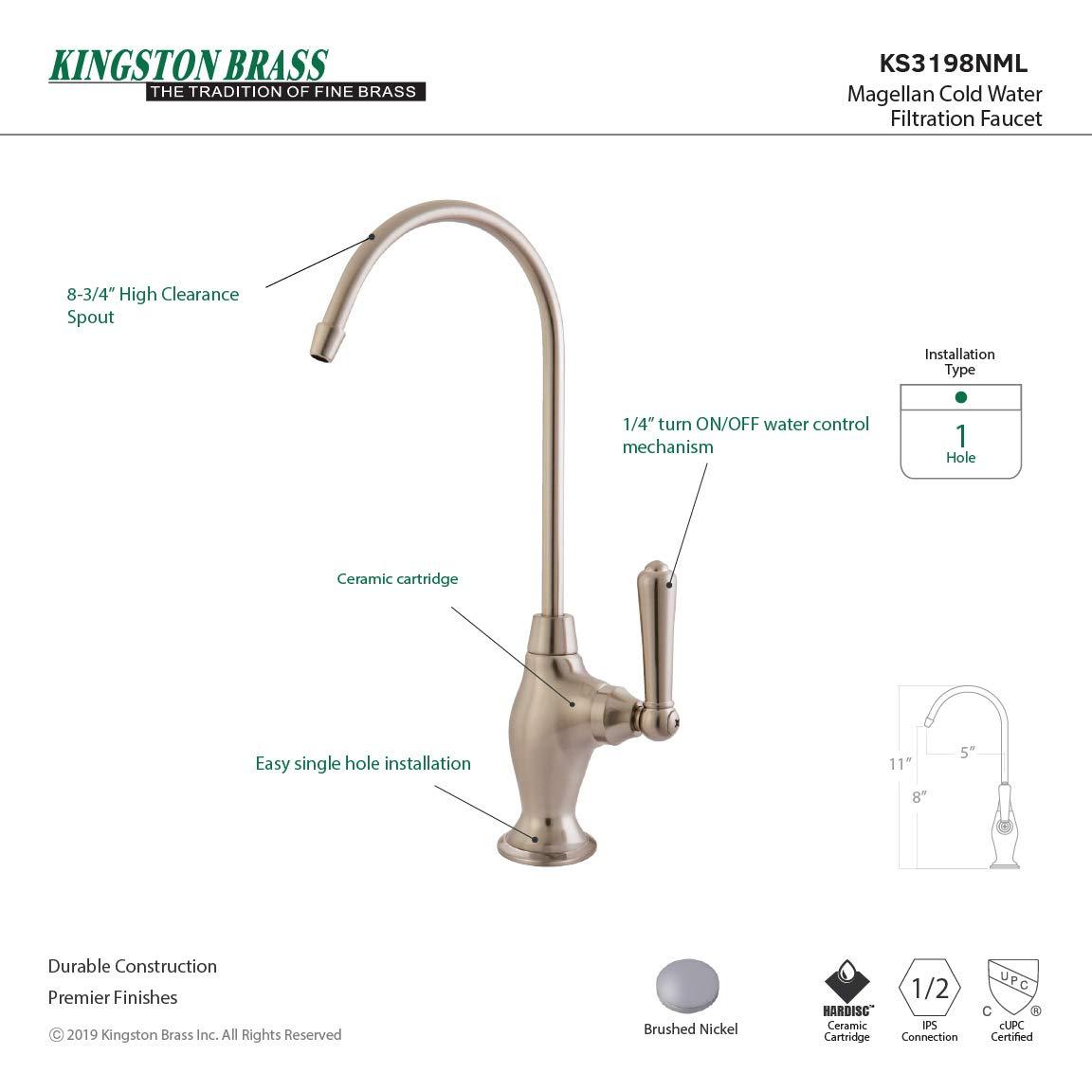Kingston Brass KS3198NML Kingston Brass Magellan Single-Handle 1-Hole Deck Mount Water Filtration Faucet