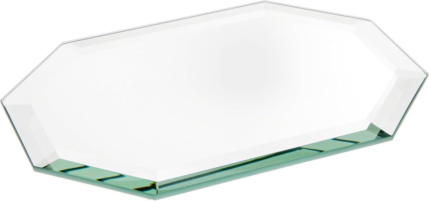 Elongated Octagonal Beveled Glass Mirror with Foam Pads, 5" x 7"