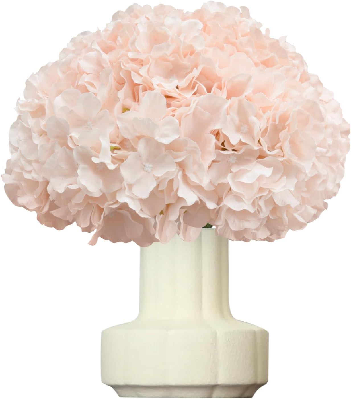TITOUMI Hydrangea Silk Flowers Heads Blush Pack of 10 Full Hydrangea Flowers Artificial with Stems for Wedding Home Party Shop Baby Shower Décor