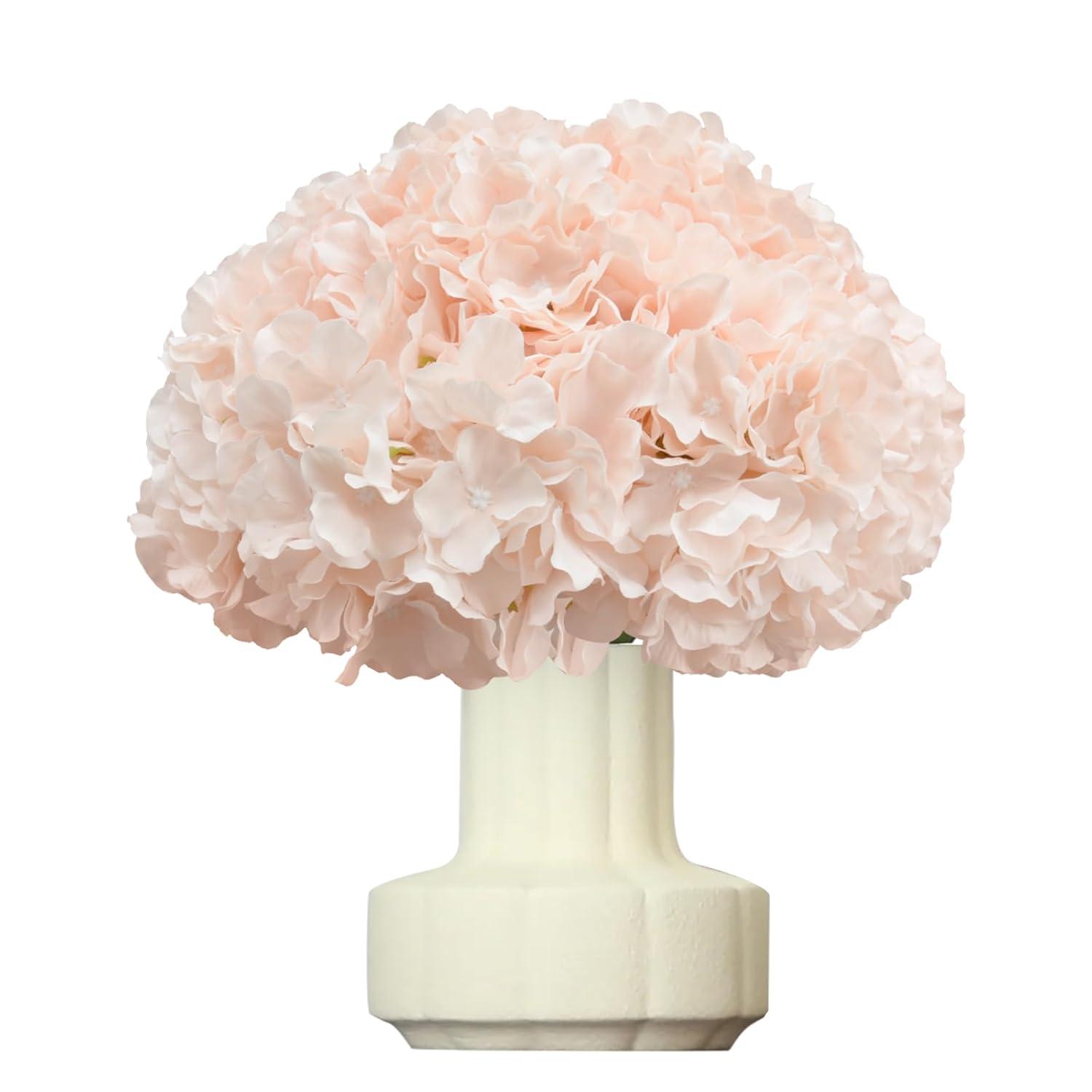 TITOUMI Hydrangea Silk Flowers Heads Blush Pack of 10 Full Hydrangea Flowers Artificial with Stems for Wedding Home Party Shop Baby Shower Décor