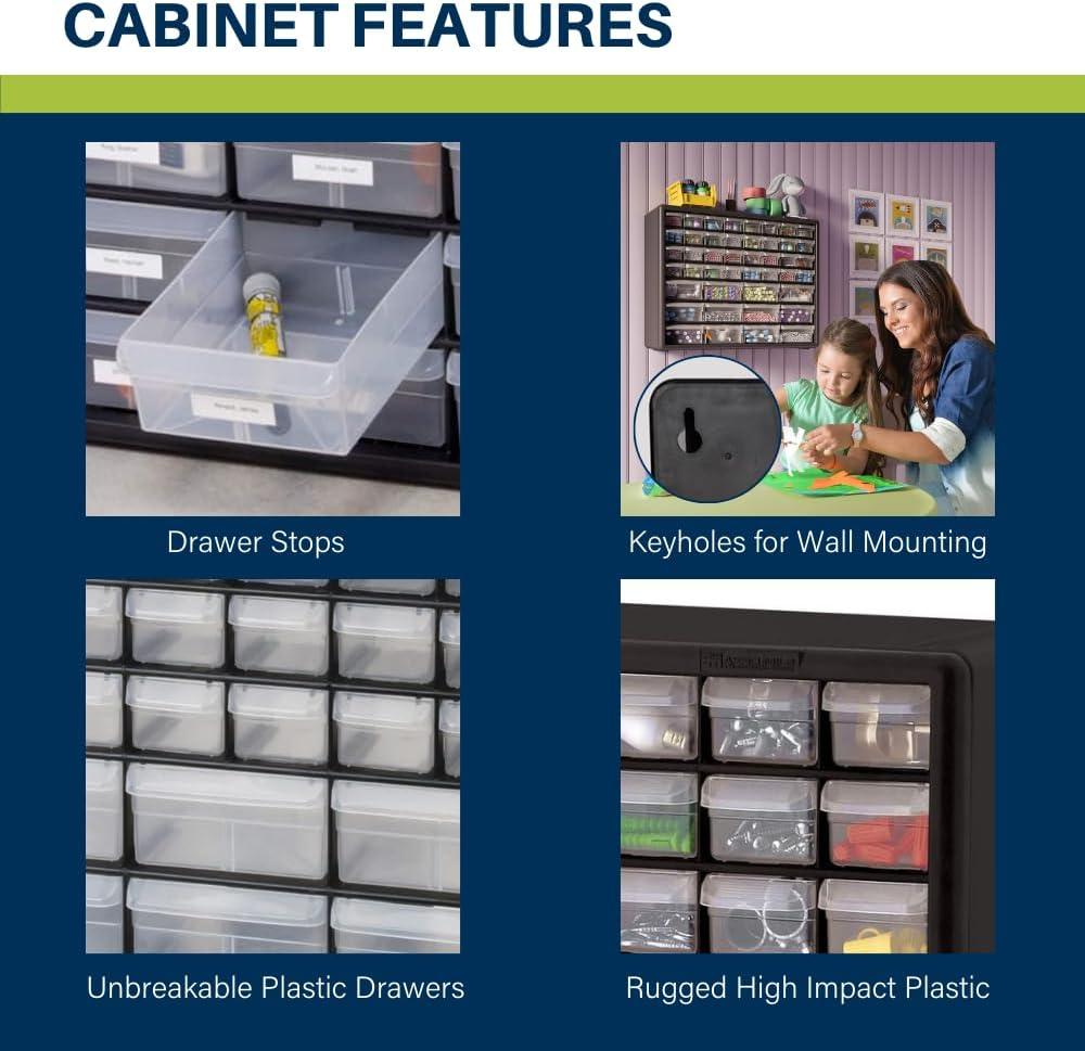 Black 44-Drawer Plastic Storage Cabinet