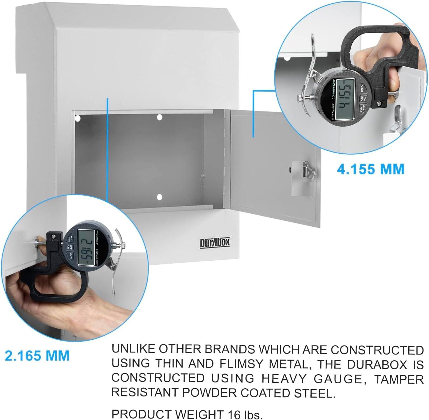 DuraBox Through-The-Door Locking 9" Deposit Drop Box, D700, Grey