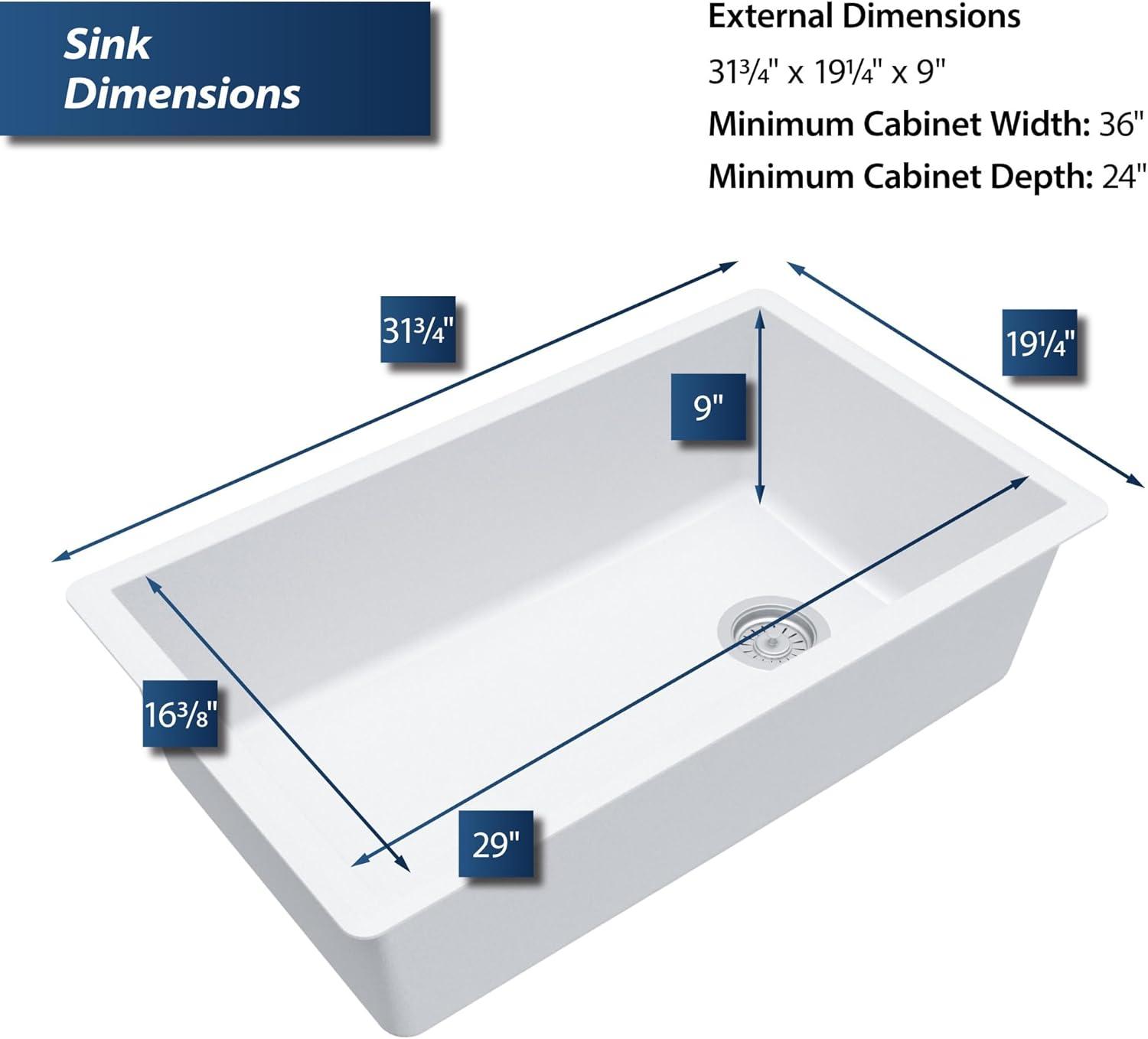 Karran Undermount Quartz Composite 31-3/4'' X 19-1/4'' Single Bowl Kitchen Sink