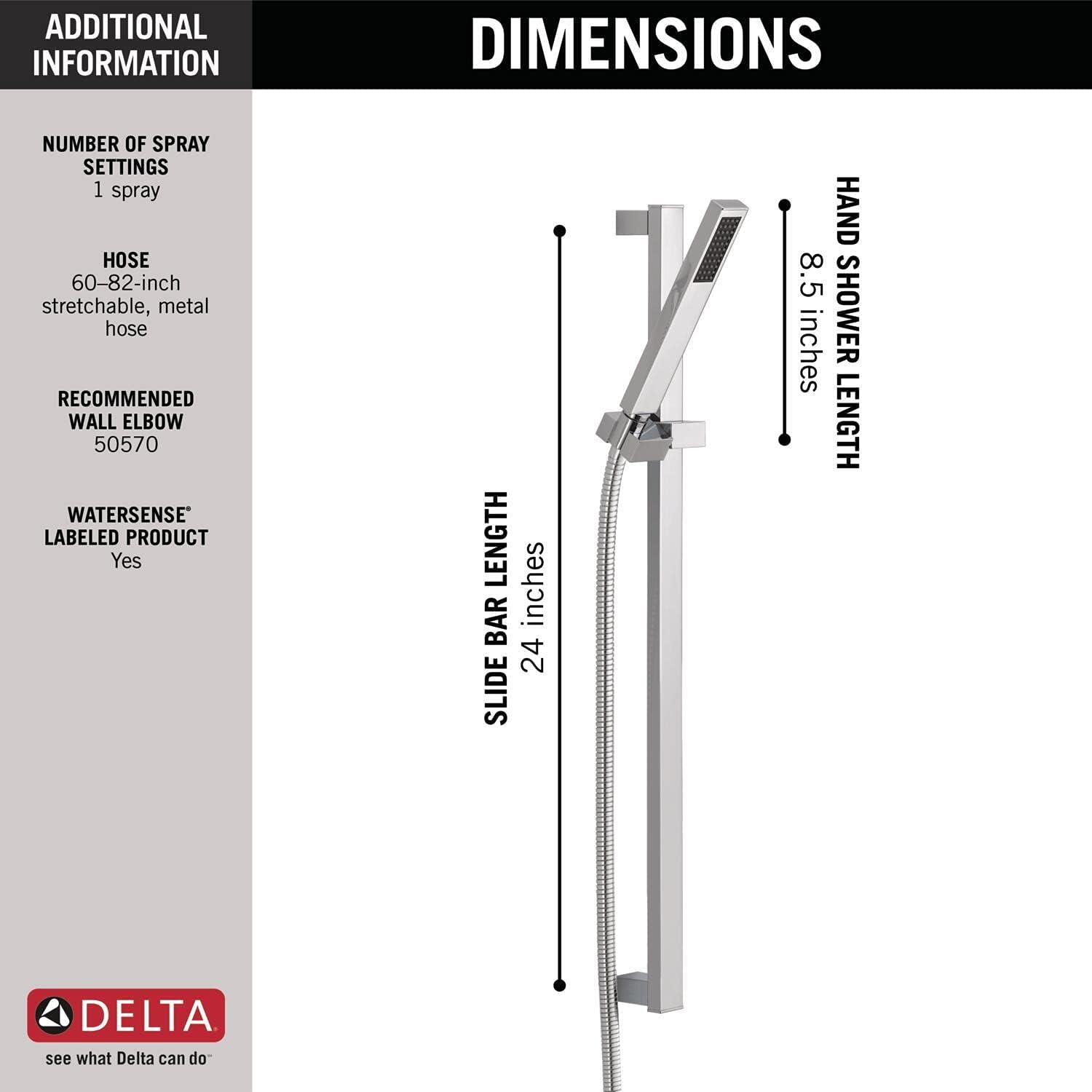 Chrome Adjustable Height Wall Mounted Handheld Shower