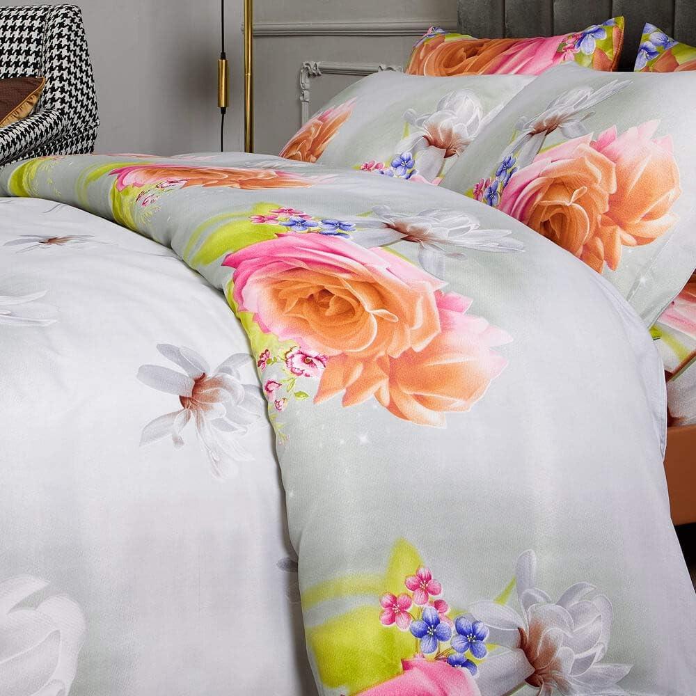 Queen Size Multicolor Floral Cotton Duvet Cover Set