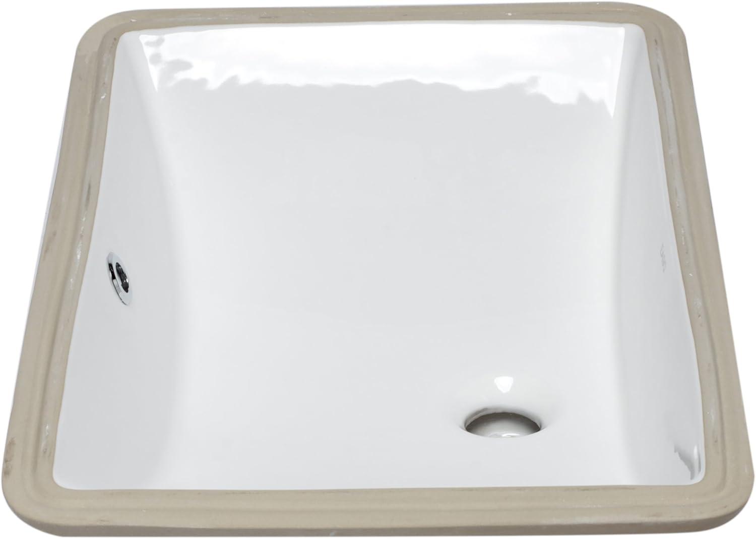 EAGO 15'' White Ceramic Rectangular Bathroom Sink with Overflow