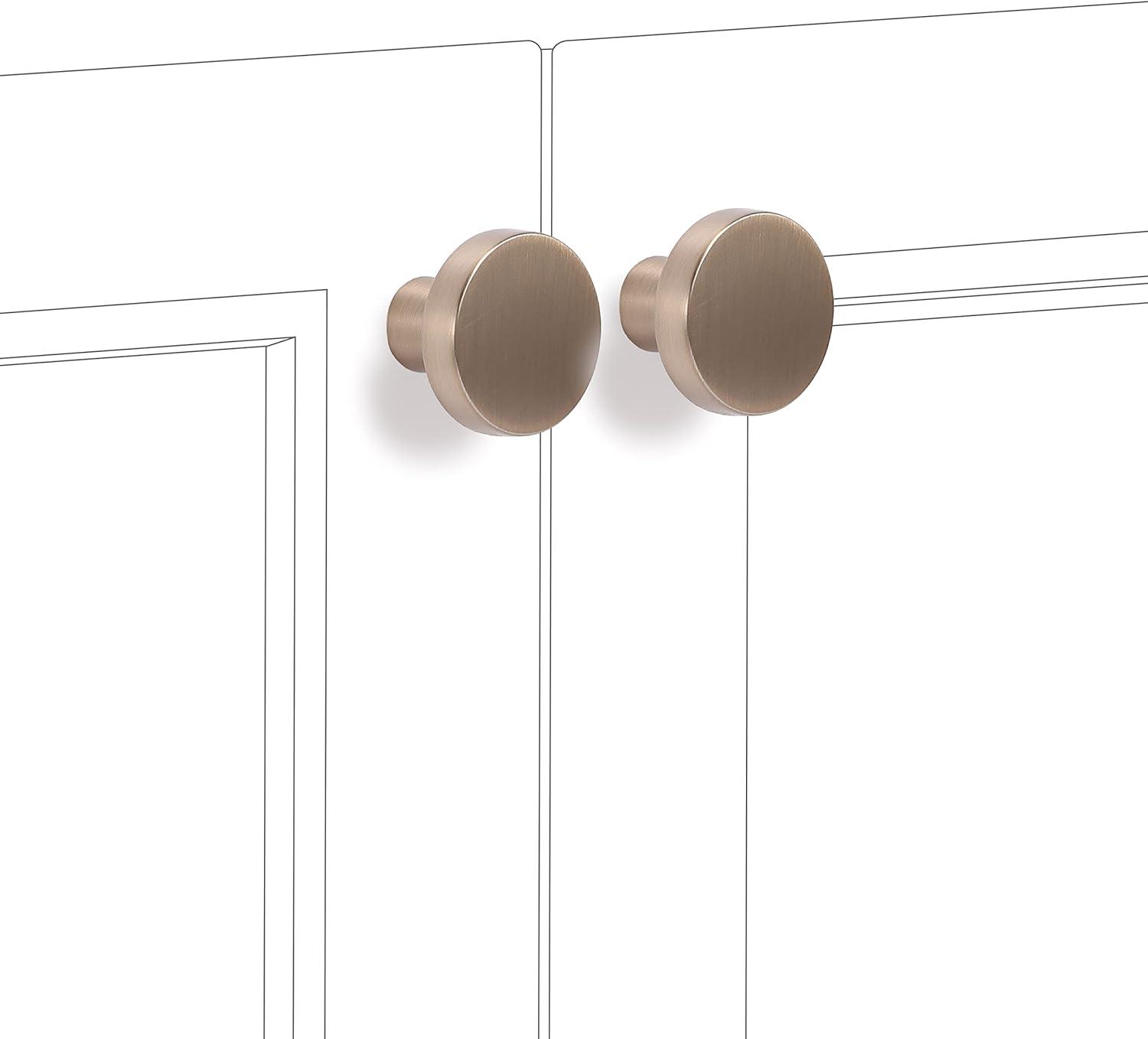 Brushed Brass Round Knurled Cabinet Knob Set